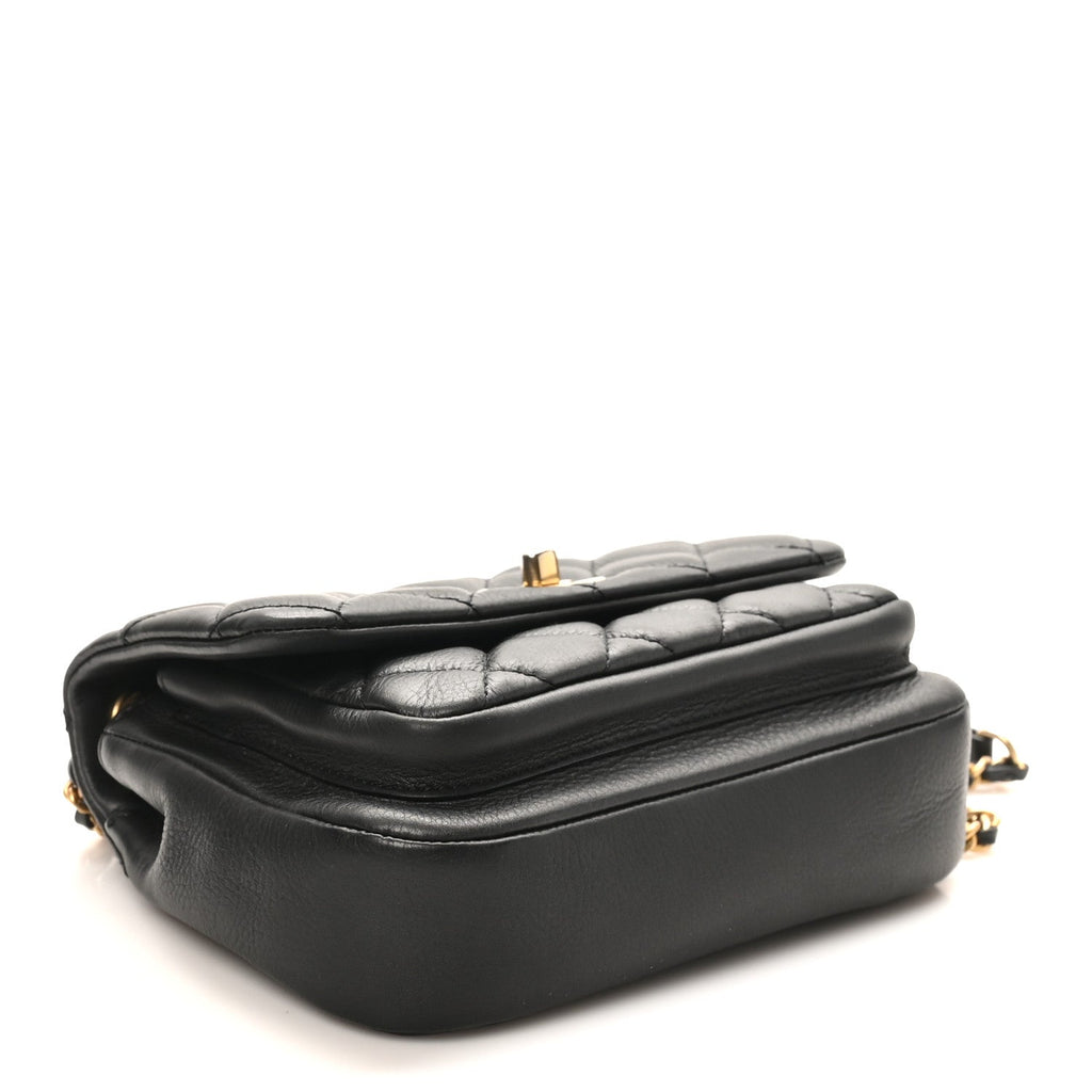 Chanel Calfskin Quilted Top Handle Flap Black