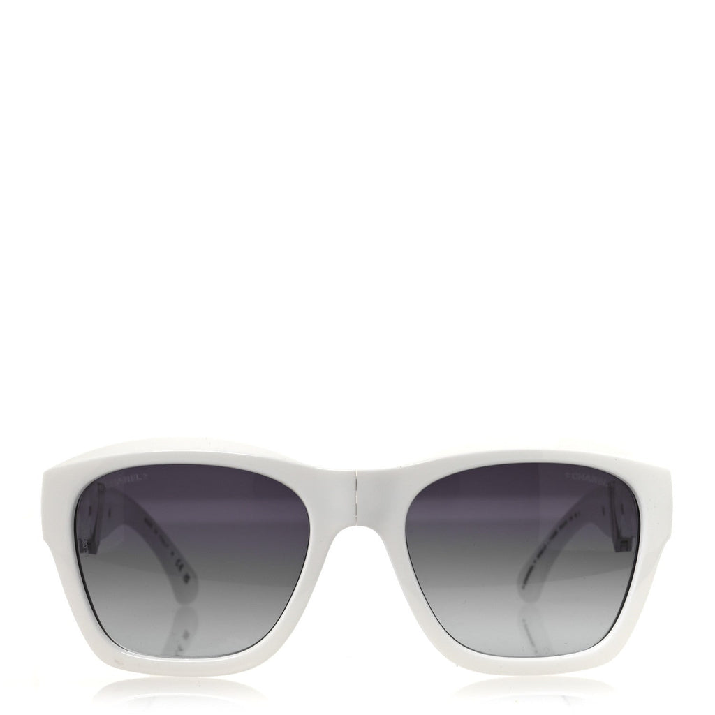 Acetate Metal Square Folding Sunglasses 6055-B White