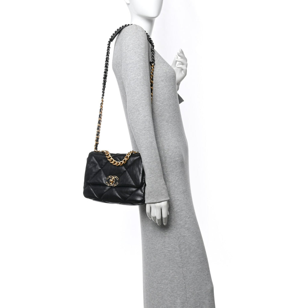 Chanel Lambskin Quilted Medium Chanel 19 Flap Black