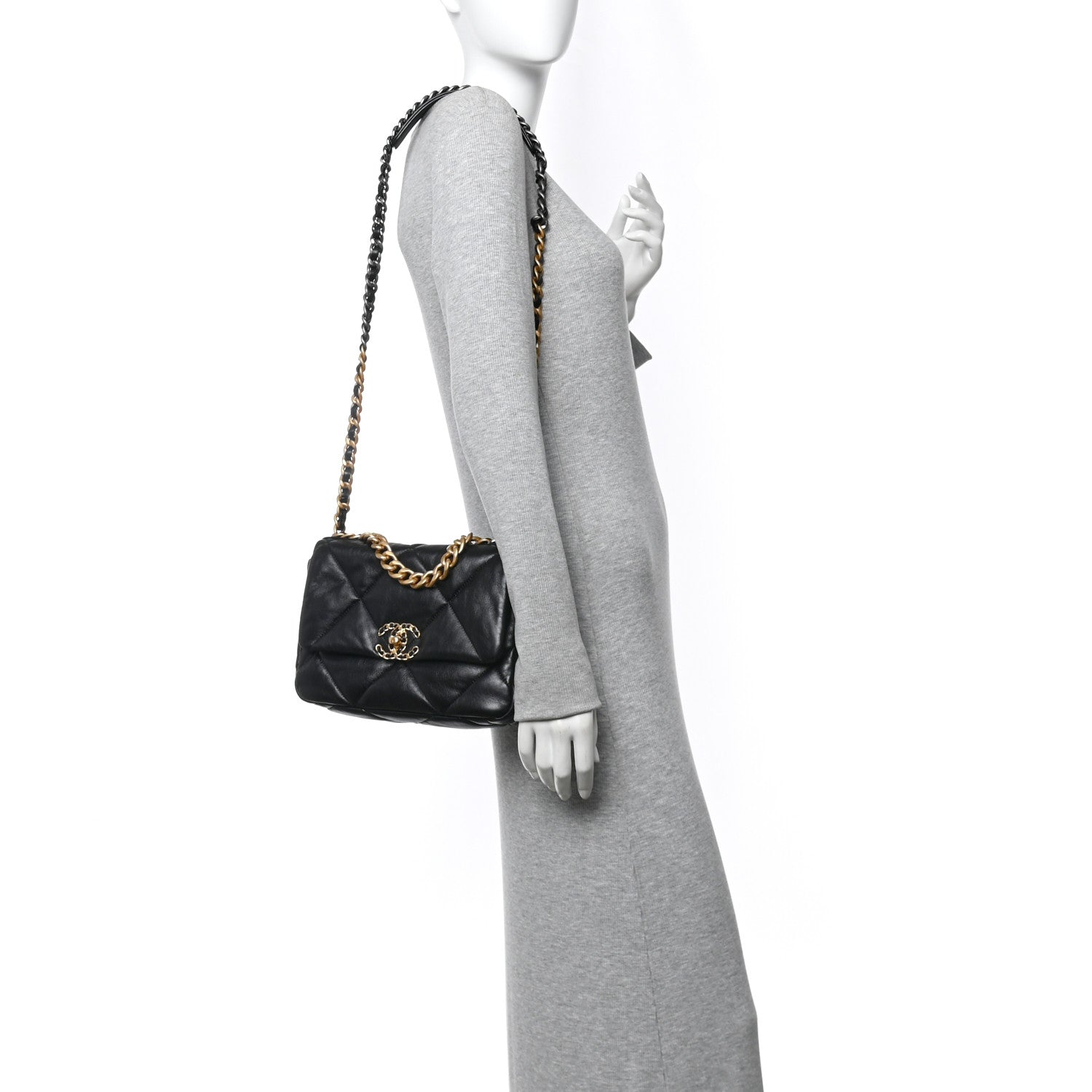 Chanel Lambskin Quilted Medium Chanel 19 Flap Black