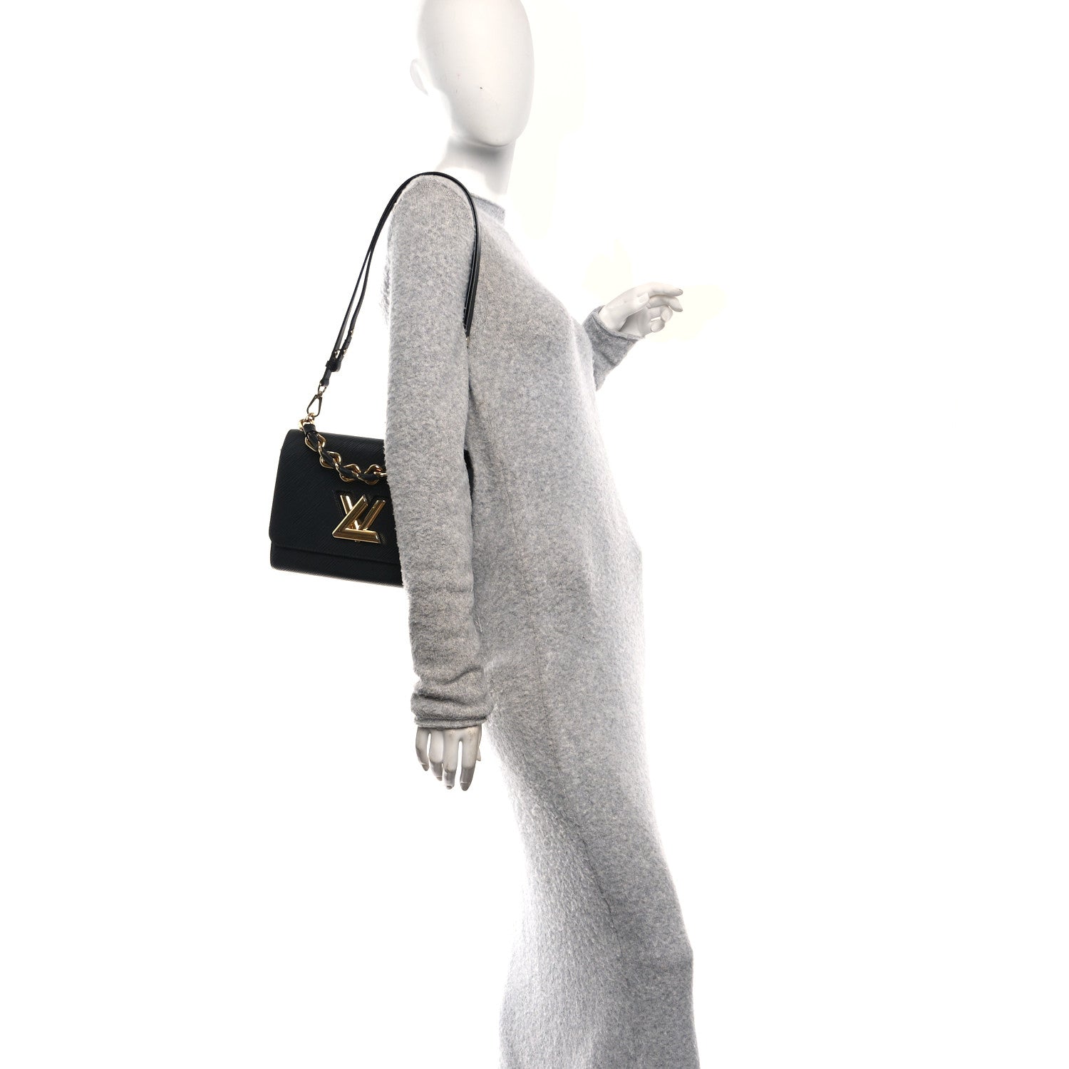 Louis Vuitton Epi Twist Braided Strap Shoulder Bag MM Black