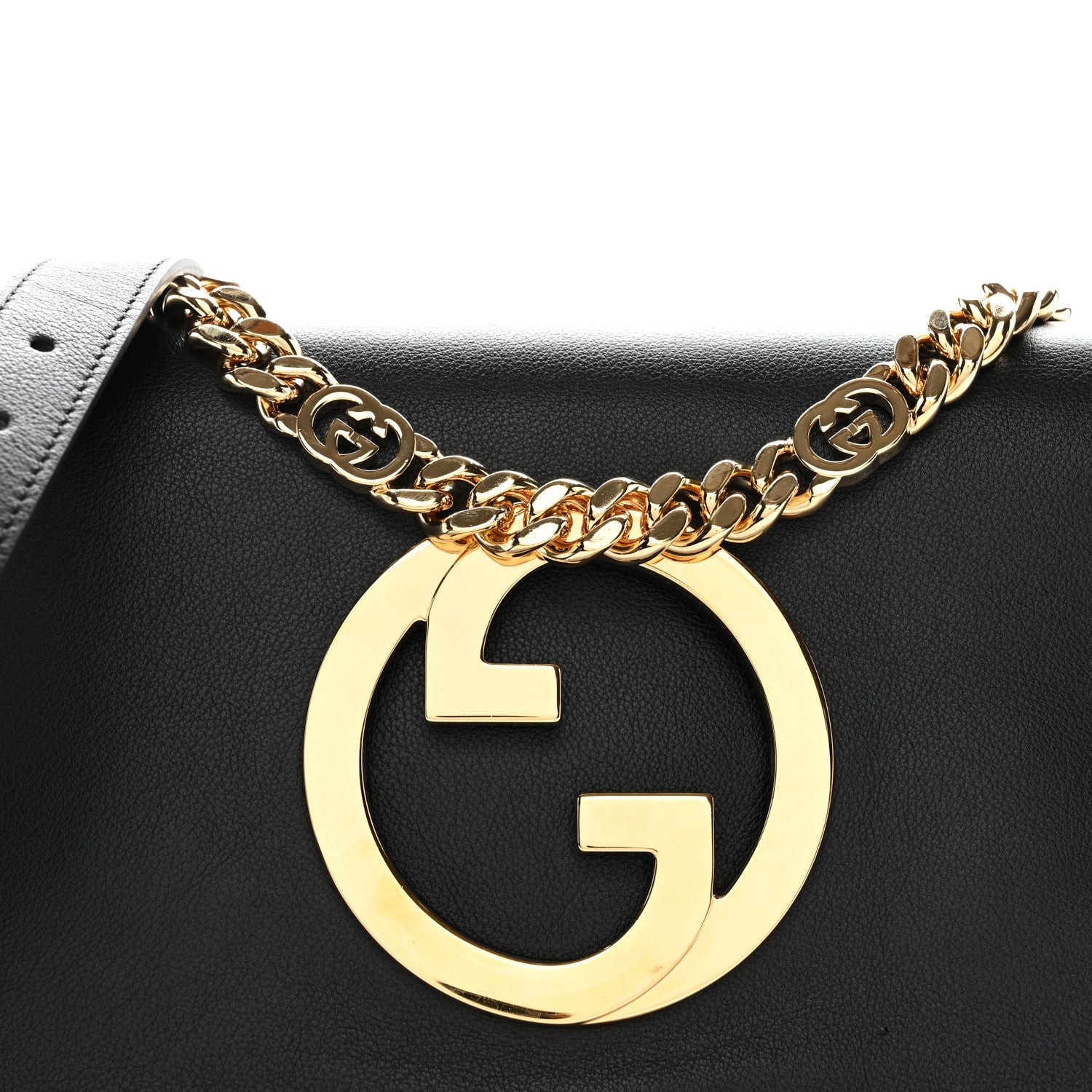 Gucci Roxy Calfskin Blondie Chain Shoulder Flap Bag Black