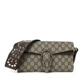 Gucci GG Supreme Web Monogram Textured Dollar Calfskin Dionysus Small Shoulder Bag Beige Ebony New Acero