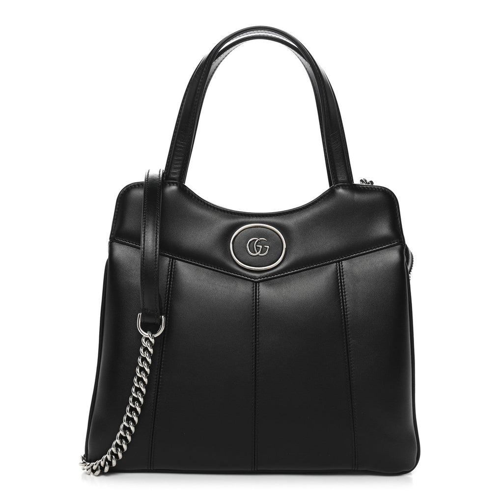 Gucci Calfskin Petite GG Small Tote Bag Black
