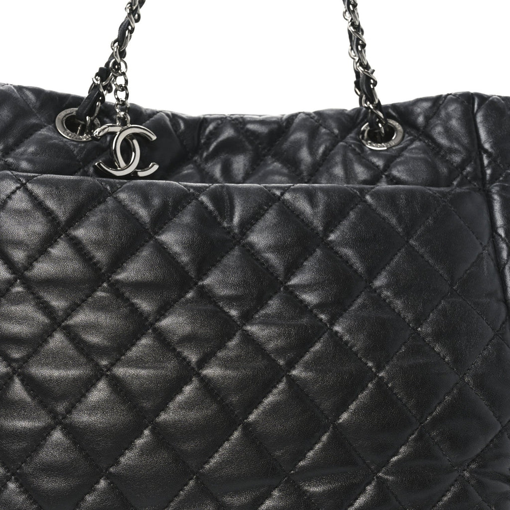 Chanel Lambskin Quilted Week End on Mars Tote Black