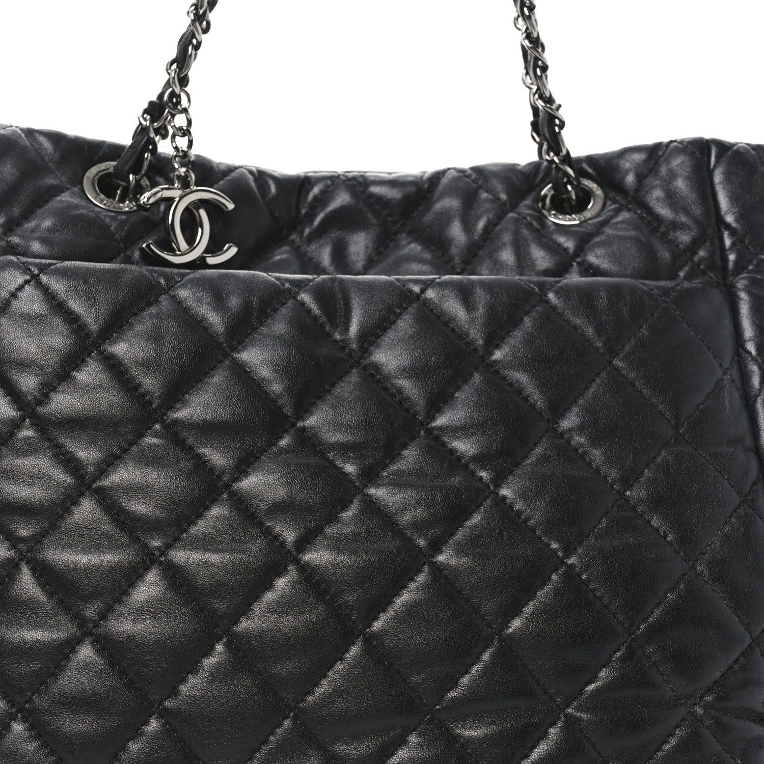 Chanel Lambskin Quilted Week End on Mars Tote Black