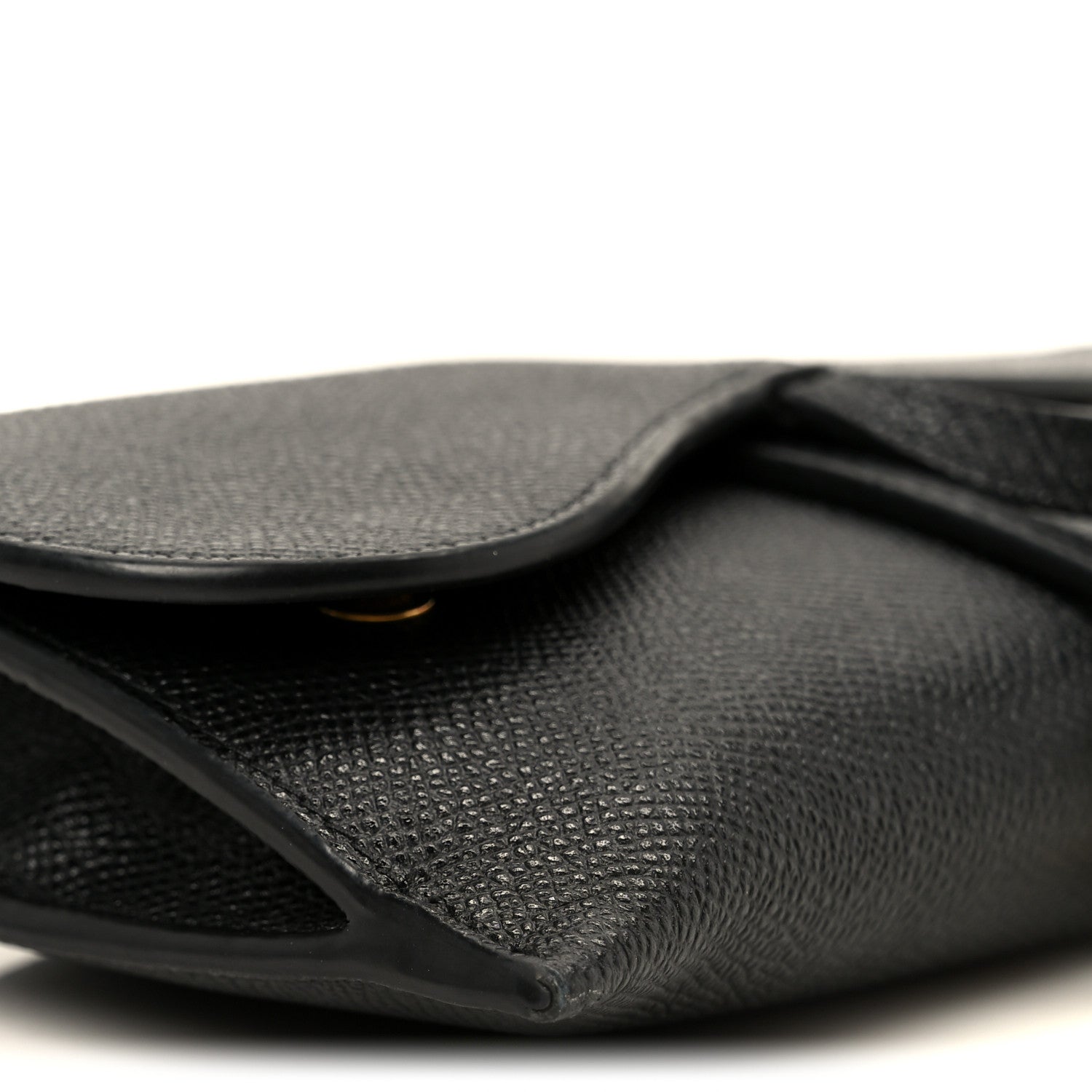 Christian Dior Grained Calfskin Saddle Chain Wallet Pouch Black