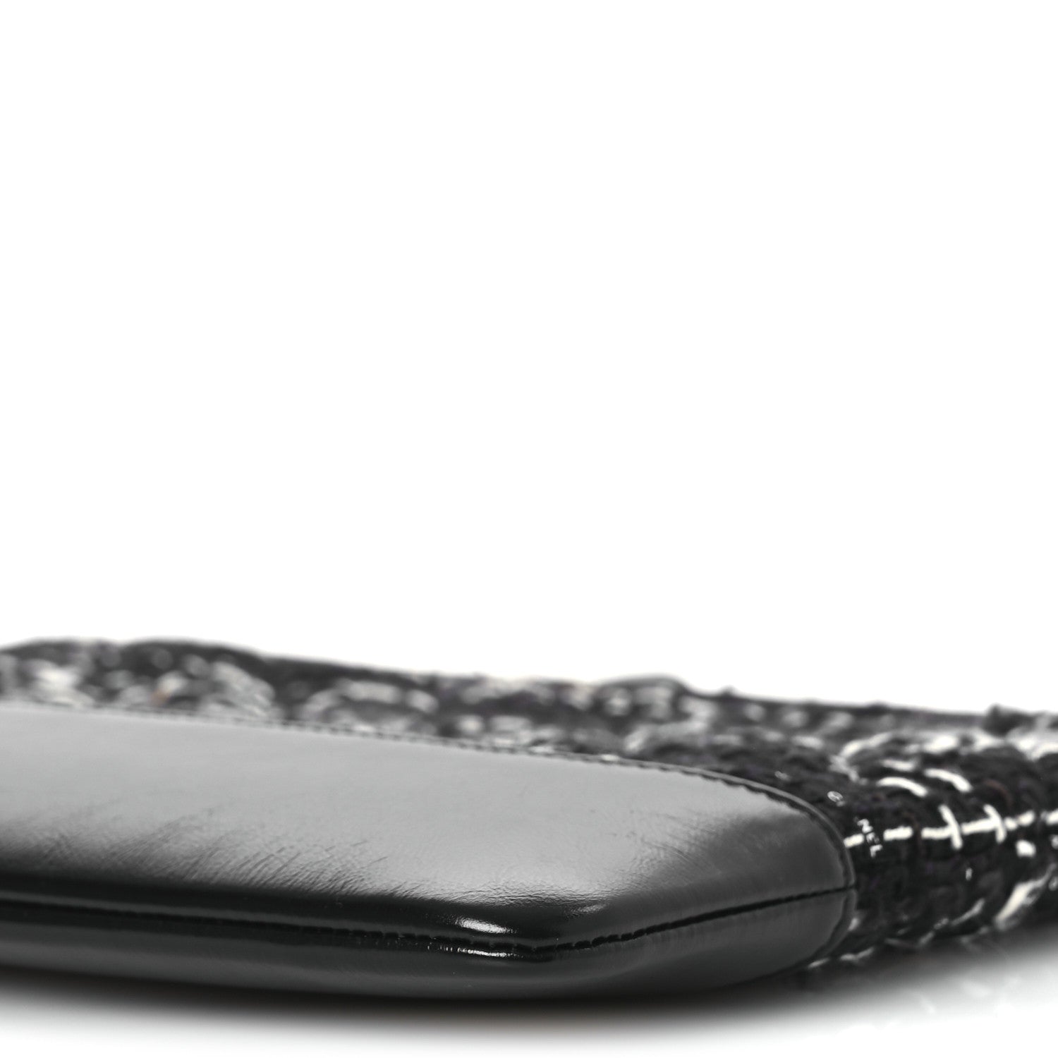 Chanel Tweed Calfskin Quilted Medium Cosmetic Pouch Black White