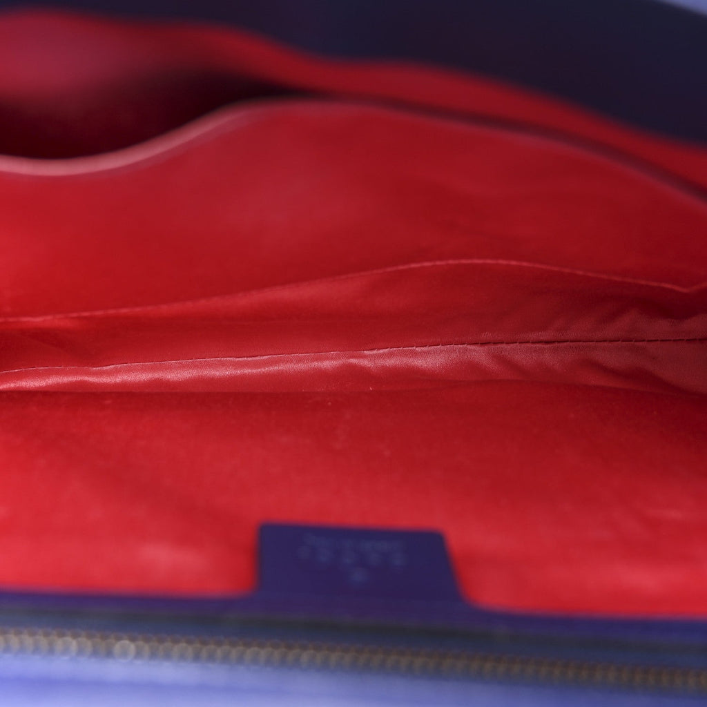 Gucci Velvet Matelasse GG Marmont Clutch Cobalt Blue