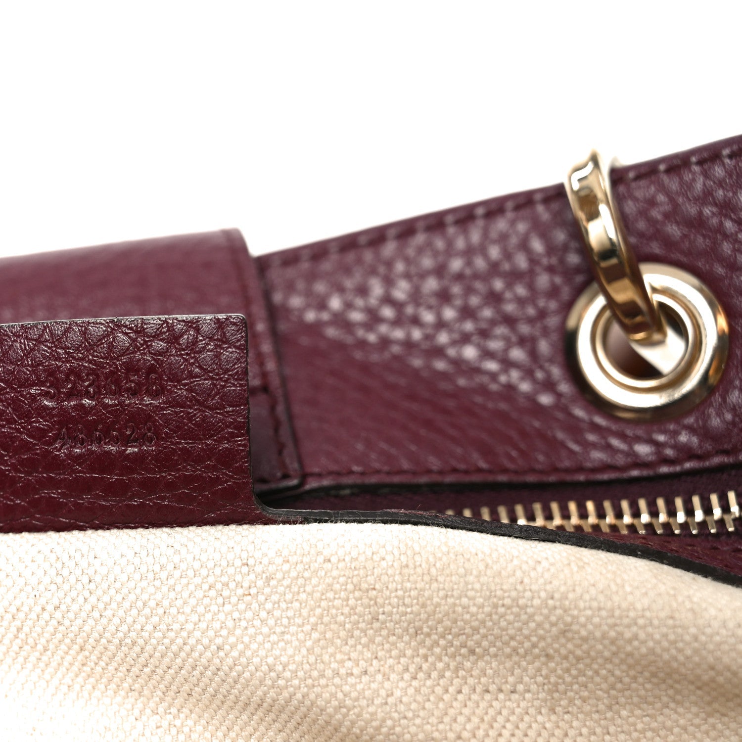 Gucci Pebbled Calfskin Large Bamboo Shopper Tote Burgundy