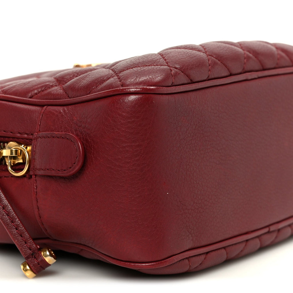 Chanel Calfskin Quilted CC Small Vanity Case Dark Red