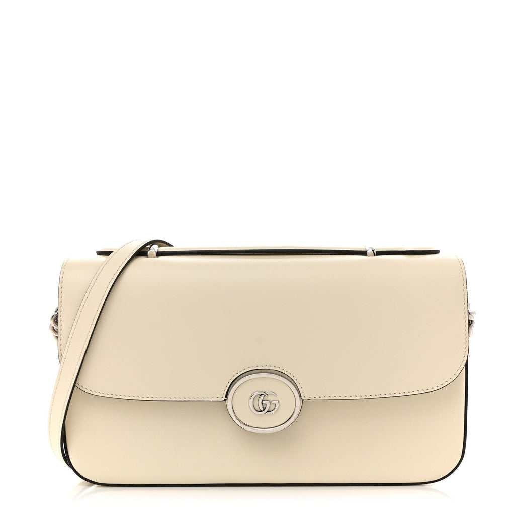 Gucci Senna Calfskin Petite GG Top Handle Shoulder Bag Mystic White