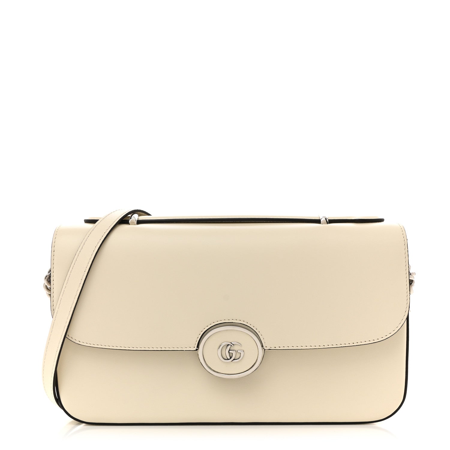 Gucci Senna Calfskin Petite GG Top Handle Shoulder Bag Mystic White