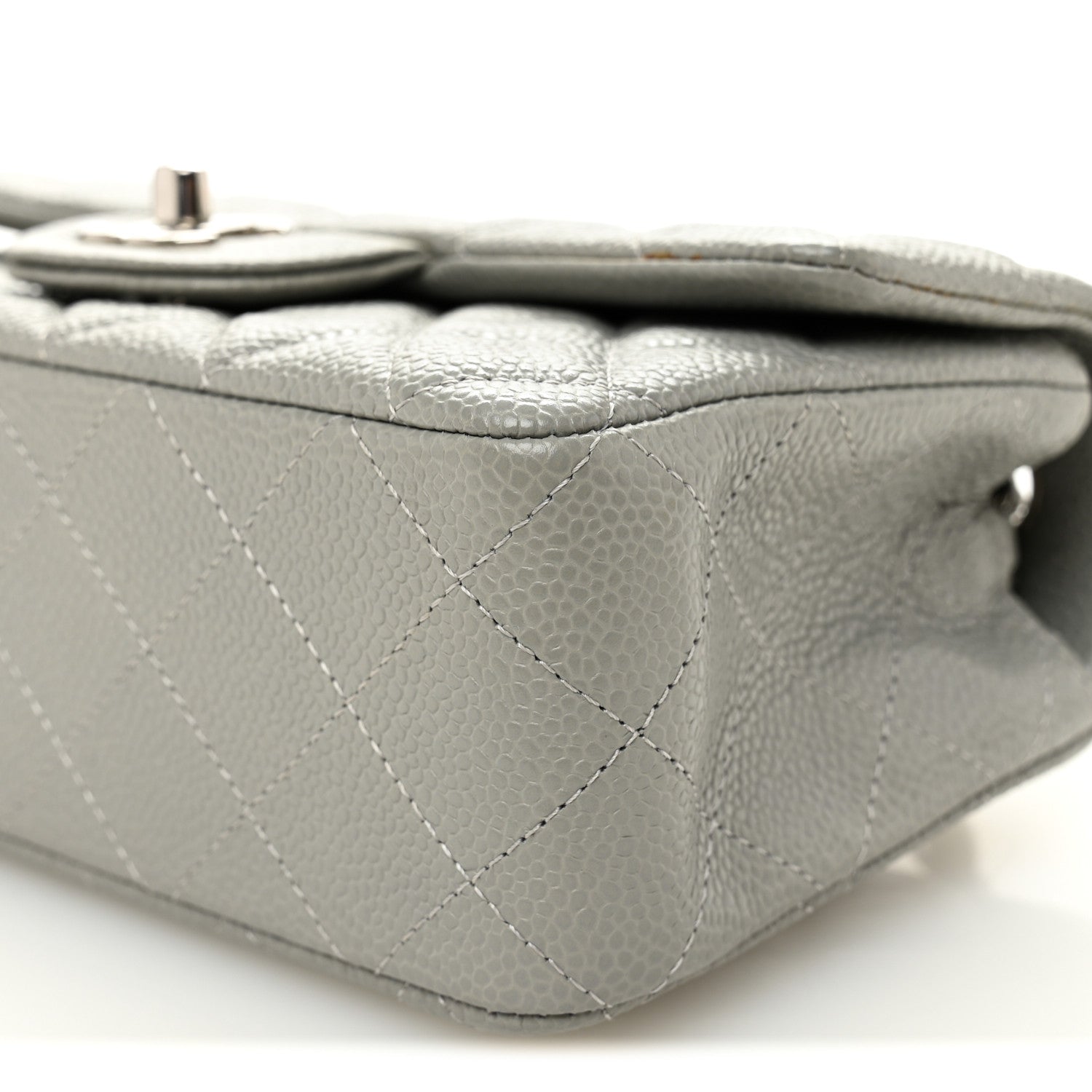 Chanel Caviar Quilted Mini Rectangular Flap Light Grey