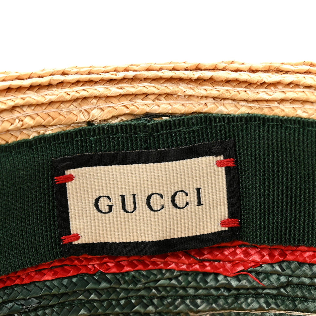 Gucci Abaca Straw Web Fedora Hat S