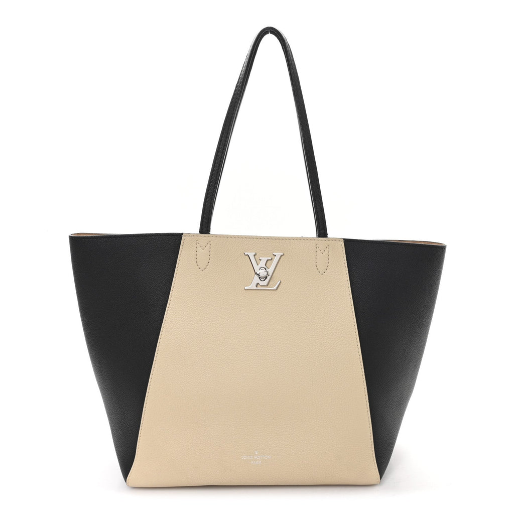 Louis Vuitton Calfskin Lockme Cabas Vanille Black