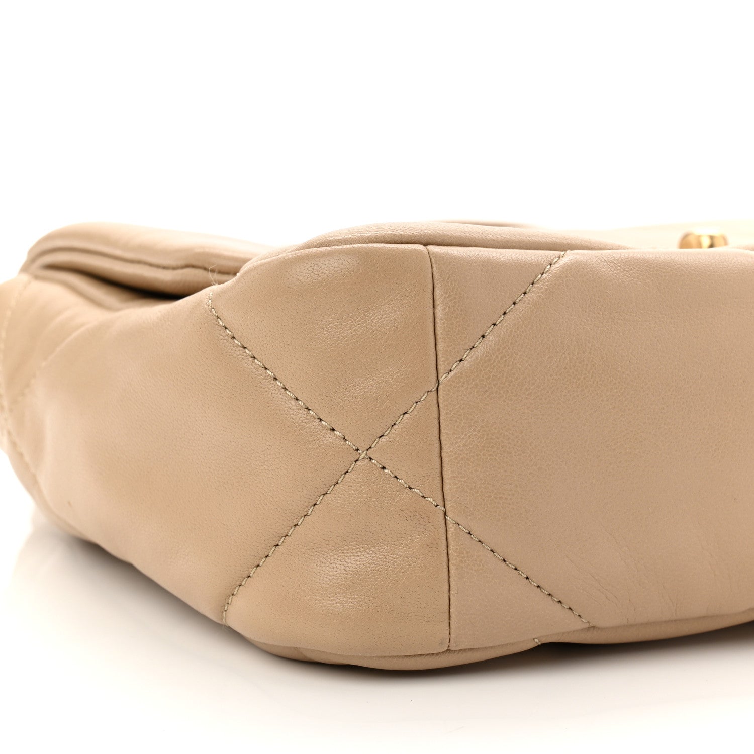 Chanel Lambskin Quilted Medium Chanel 19 Flap Dark Beige