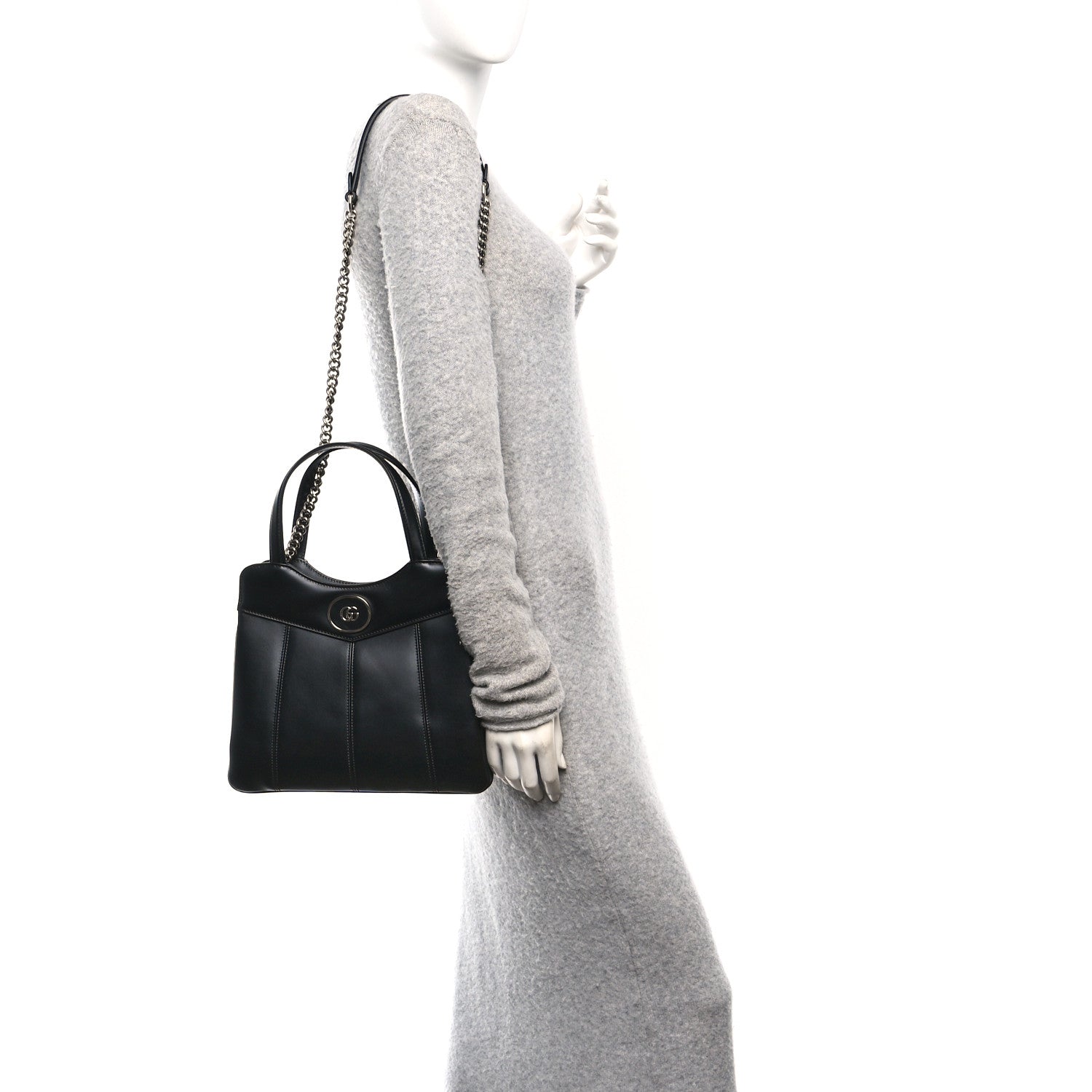 Gucci Calfskin Petite GG Small Tote Bag Black