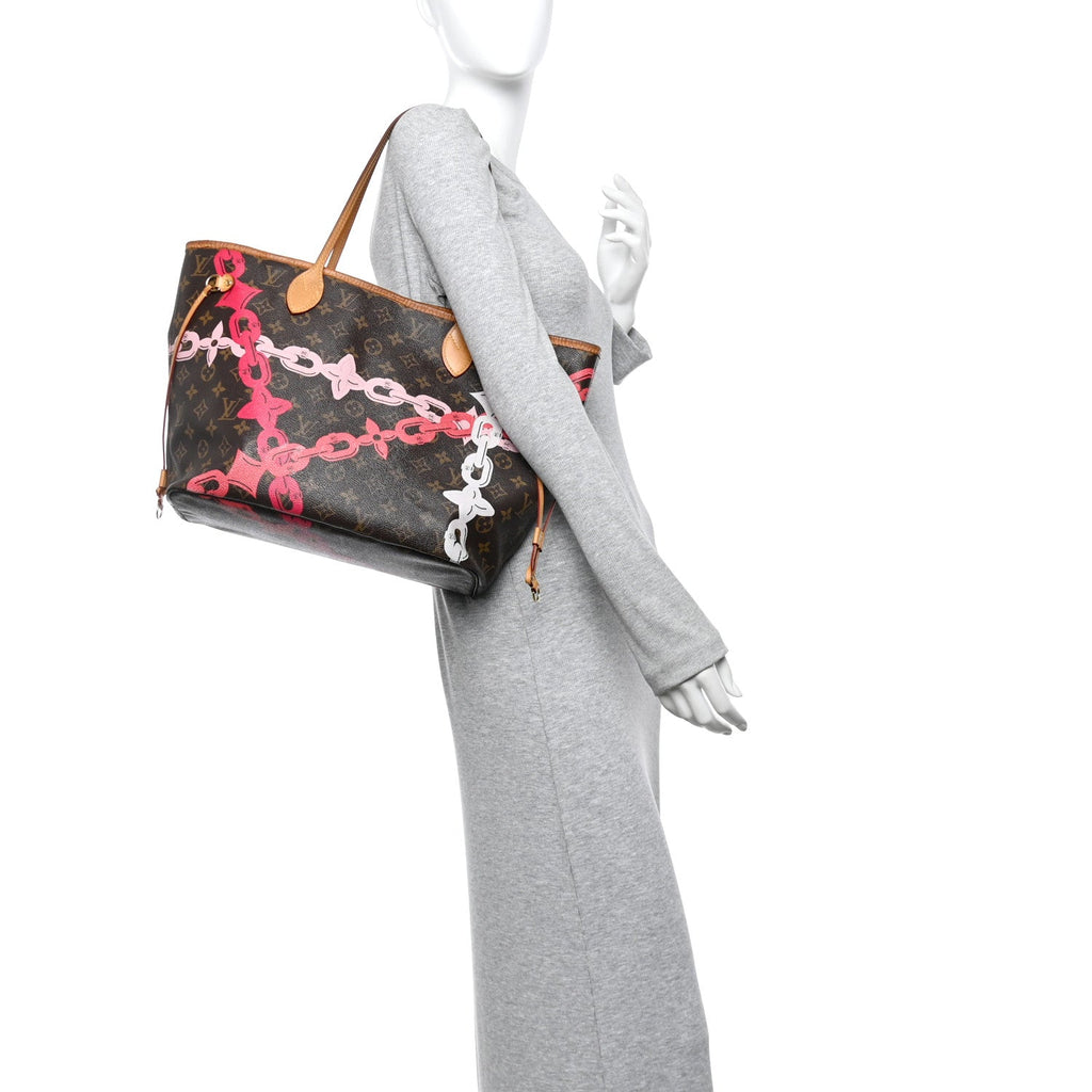 Louis Vuitton Monogram Bay Neverfull MM Rose Ballerine Poppy