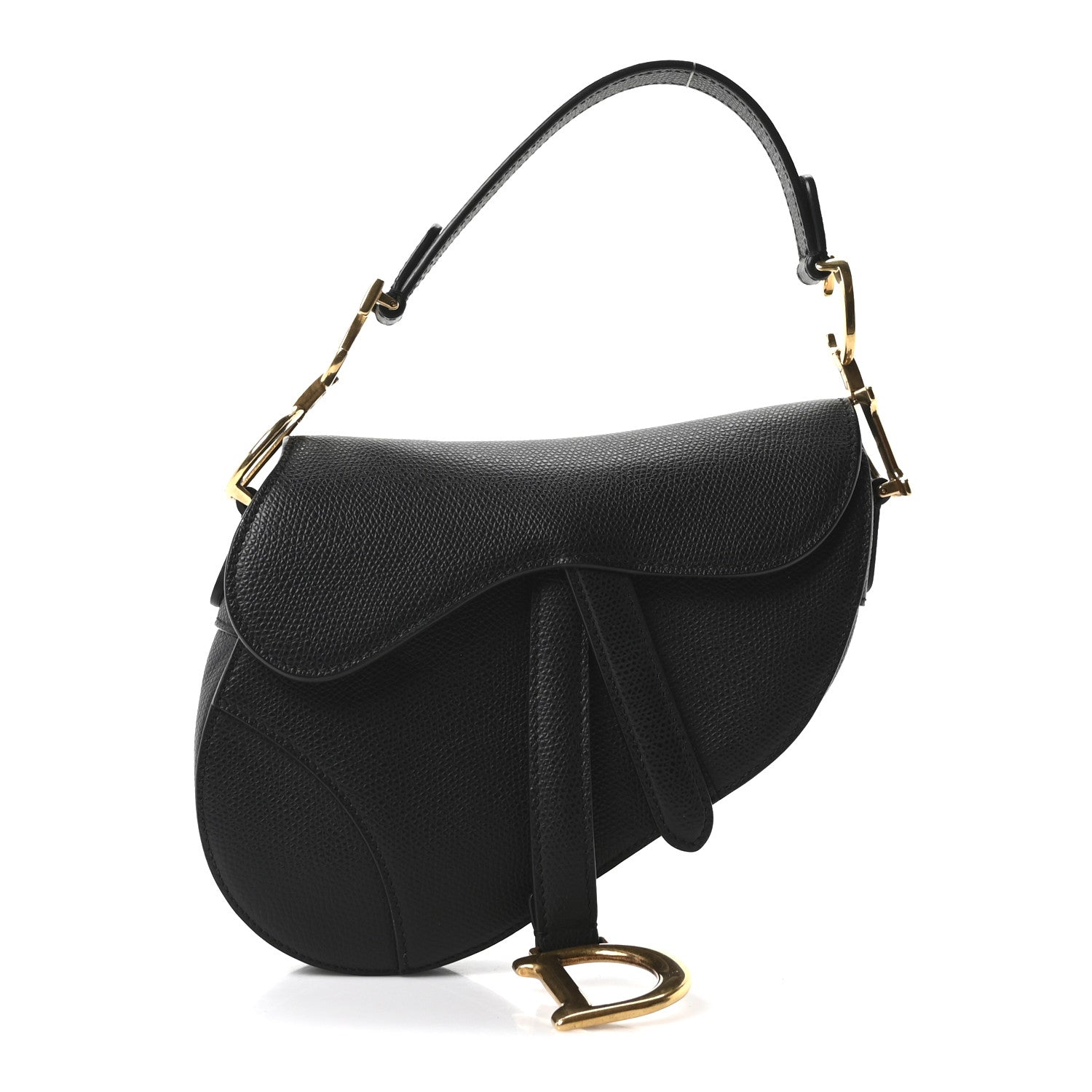 Christian Dior Grained Calfskin Mini Saddle Bag Black