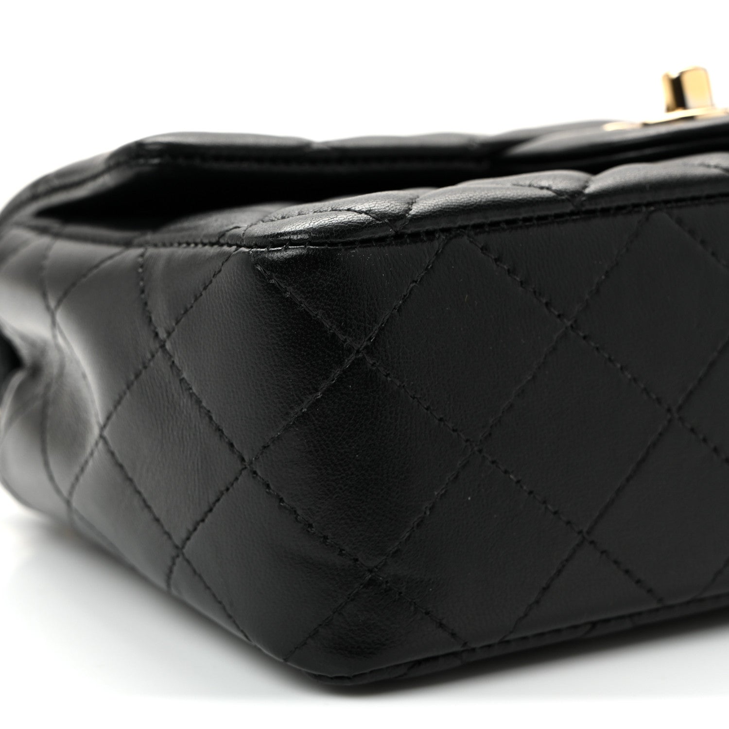 Chanel Lambskin Quilted Mini Rectangular Flap Black