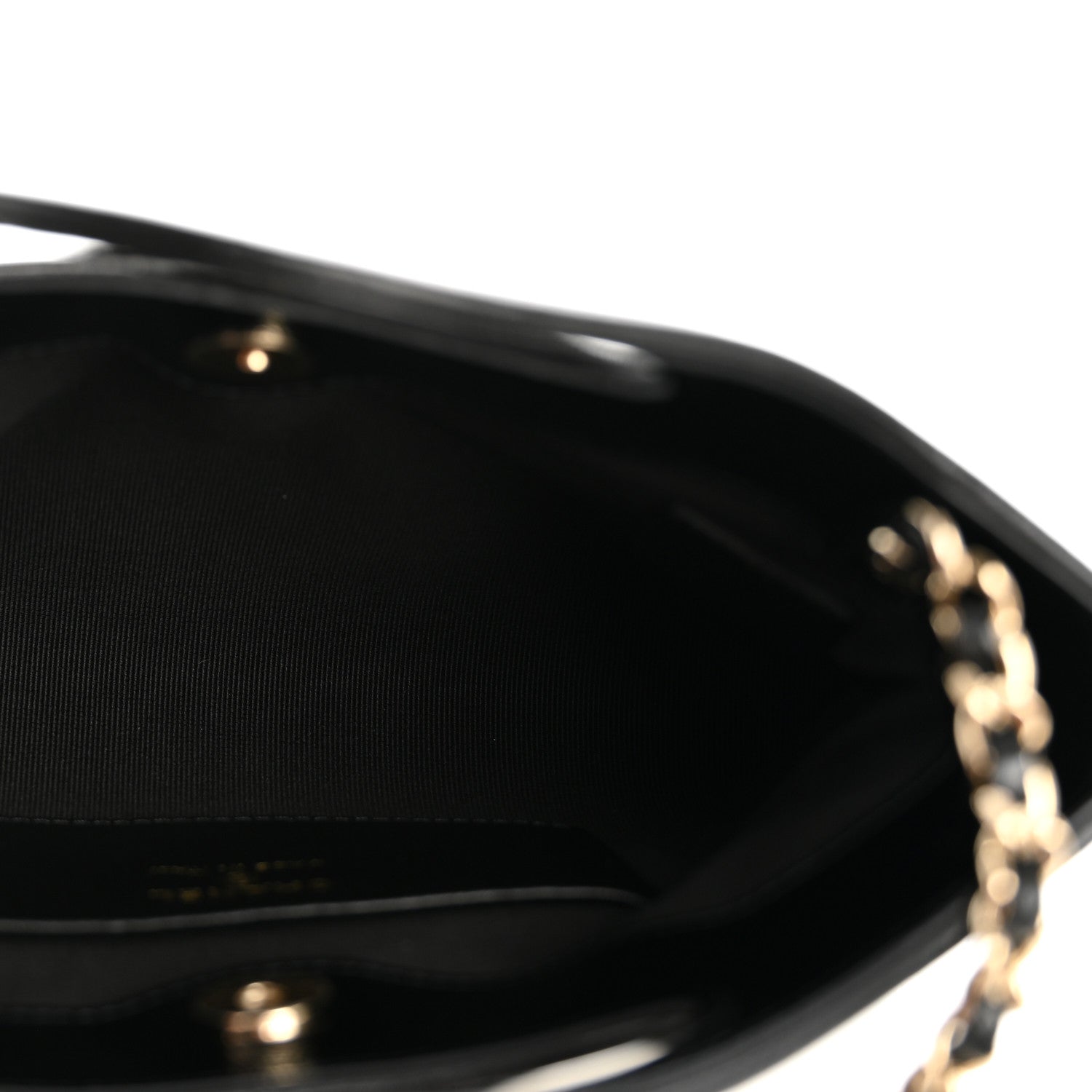 Chanel Shiny Crumpled Calfskin Quilted Nano 31 Shopping Bag White Black