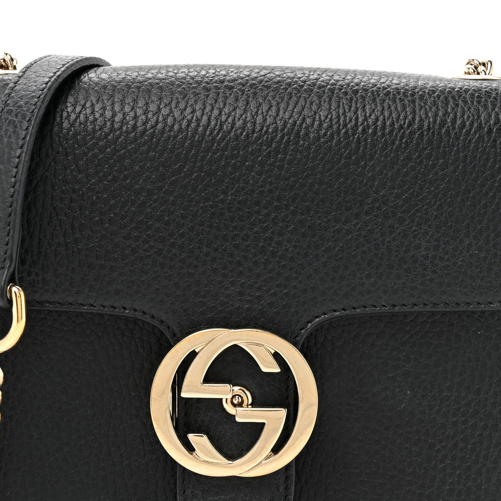 Gucci Dollar Calfskin Small Interlocking G Shoulder Bag Black