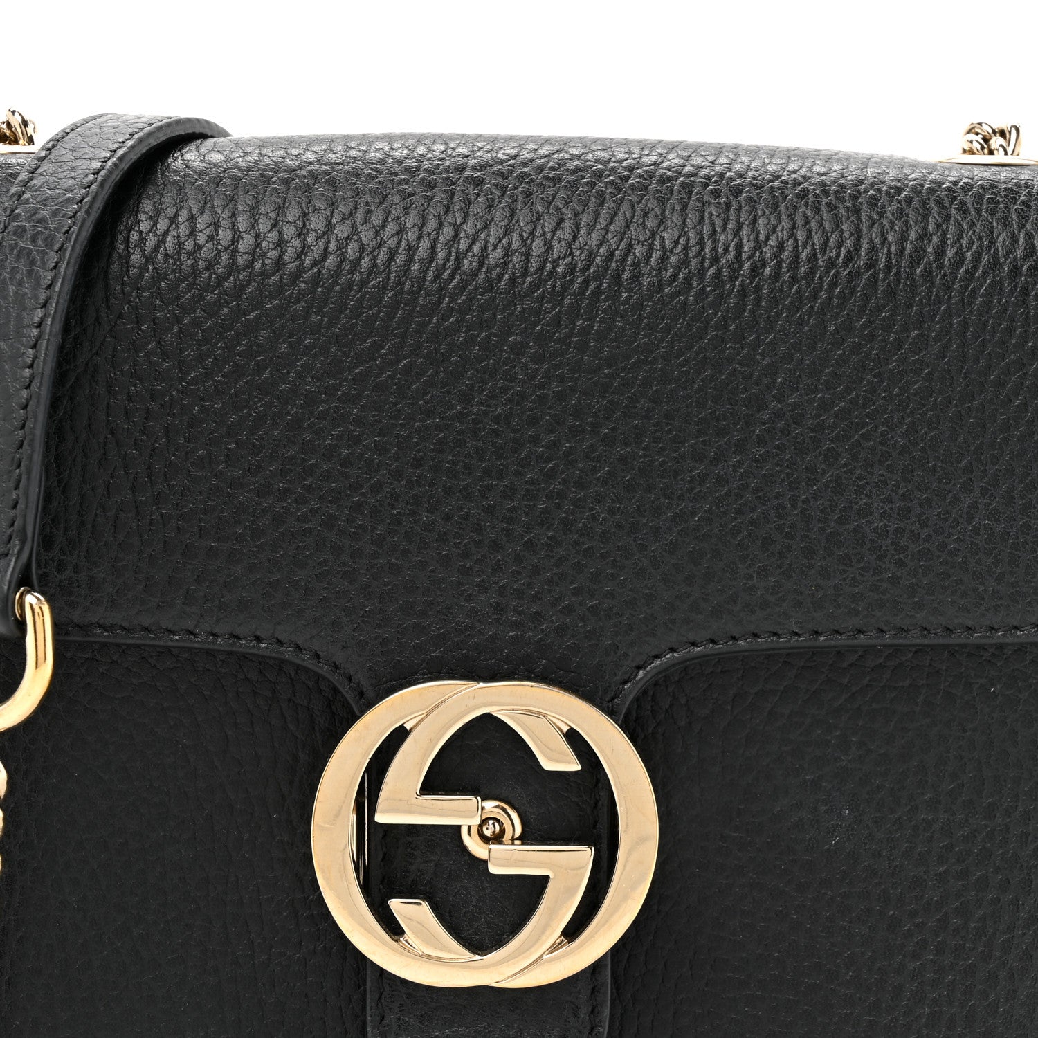 Gucci Dollar Calfskin Small Interlocking G Shoulder Bag Black