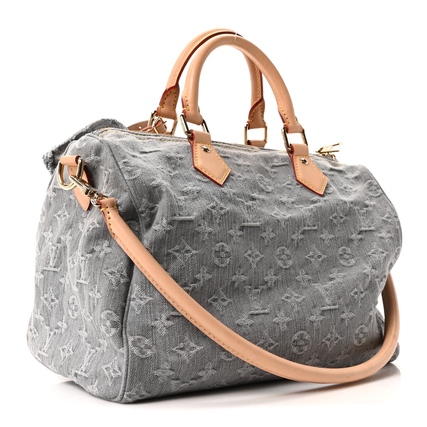 Louis Vuitton Monogram Denim Speedy Soft 30 Washed Gray