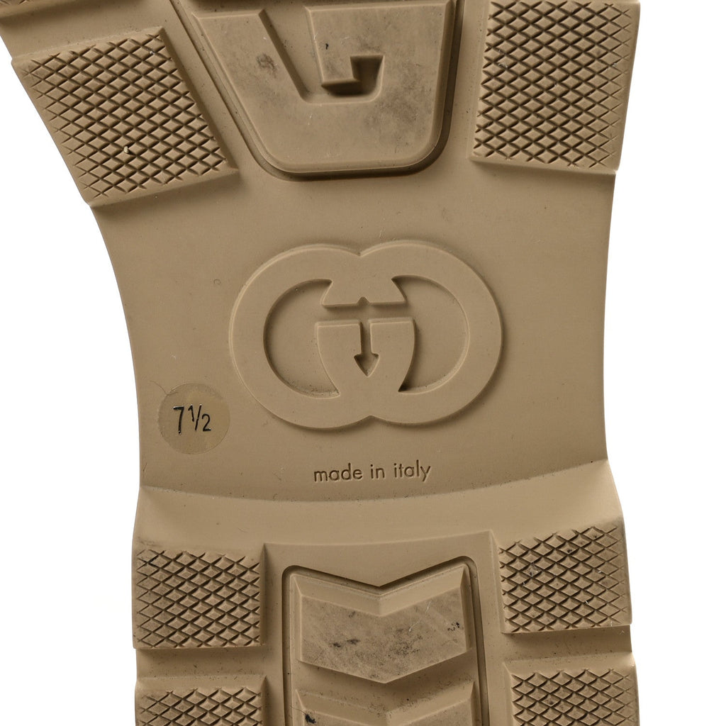 Gucci GG Monogram Web Mens Lug Sole Ankle Boots 7.5 New Sand