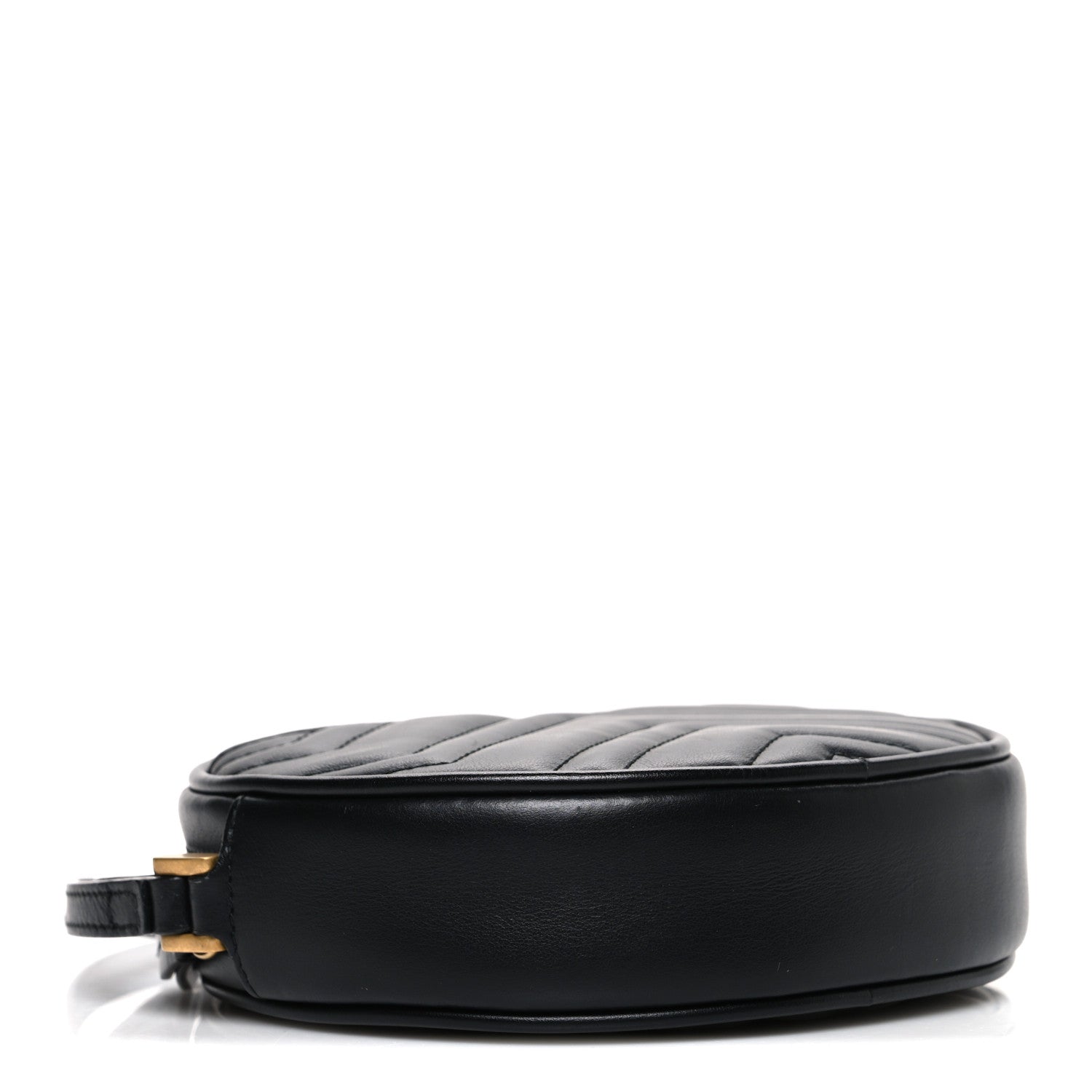 Gucci Calfskin Matelasse GG Marmont Round Wrist Wallet Black