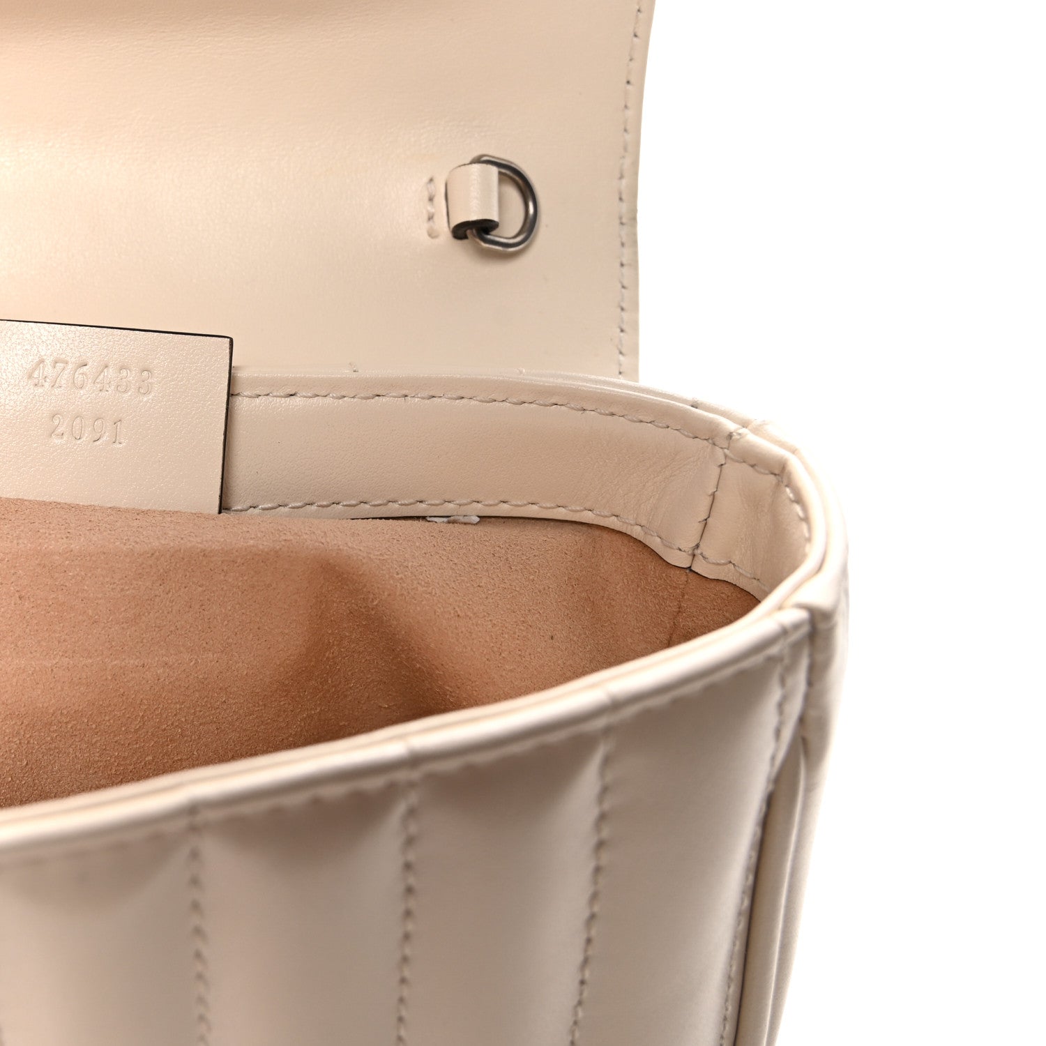 Gucci Calfskin Matelasse Aria Super Mini GG Marmont Shoulder Bag Mystic White