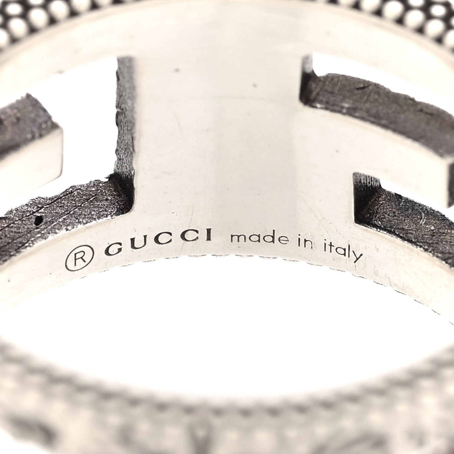 Gucci Sterling Silver Wide Square G Band Ring 53 6.5