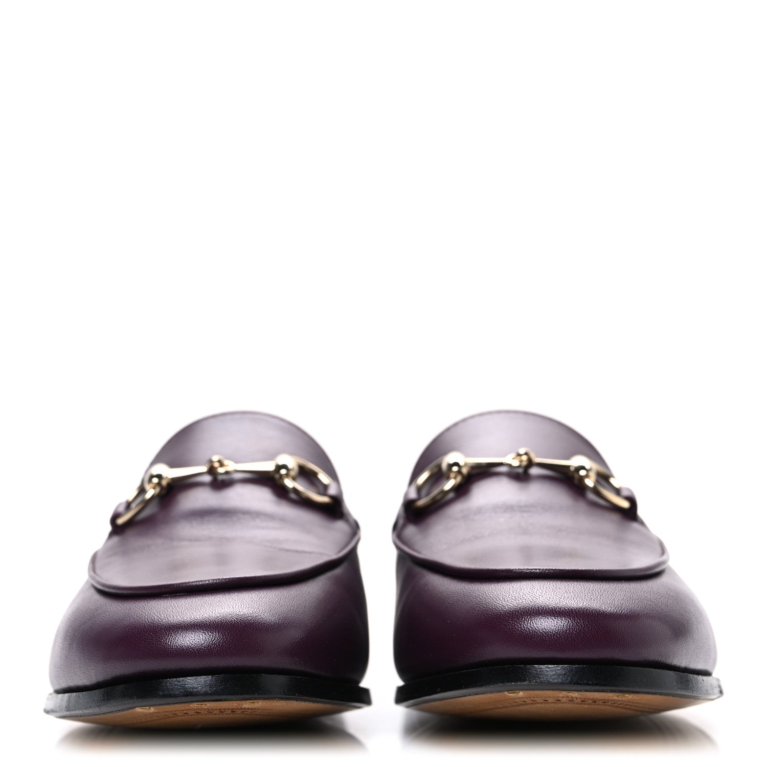 Gucci Real Betis Glamour Calfskin Womens Jordaan Horsebit Loafers 35.5 Shiny Vineyard