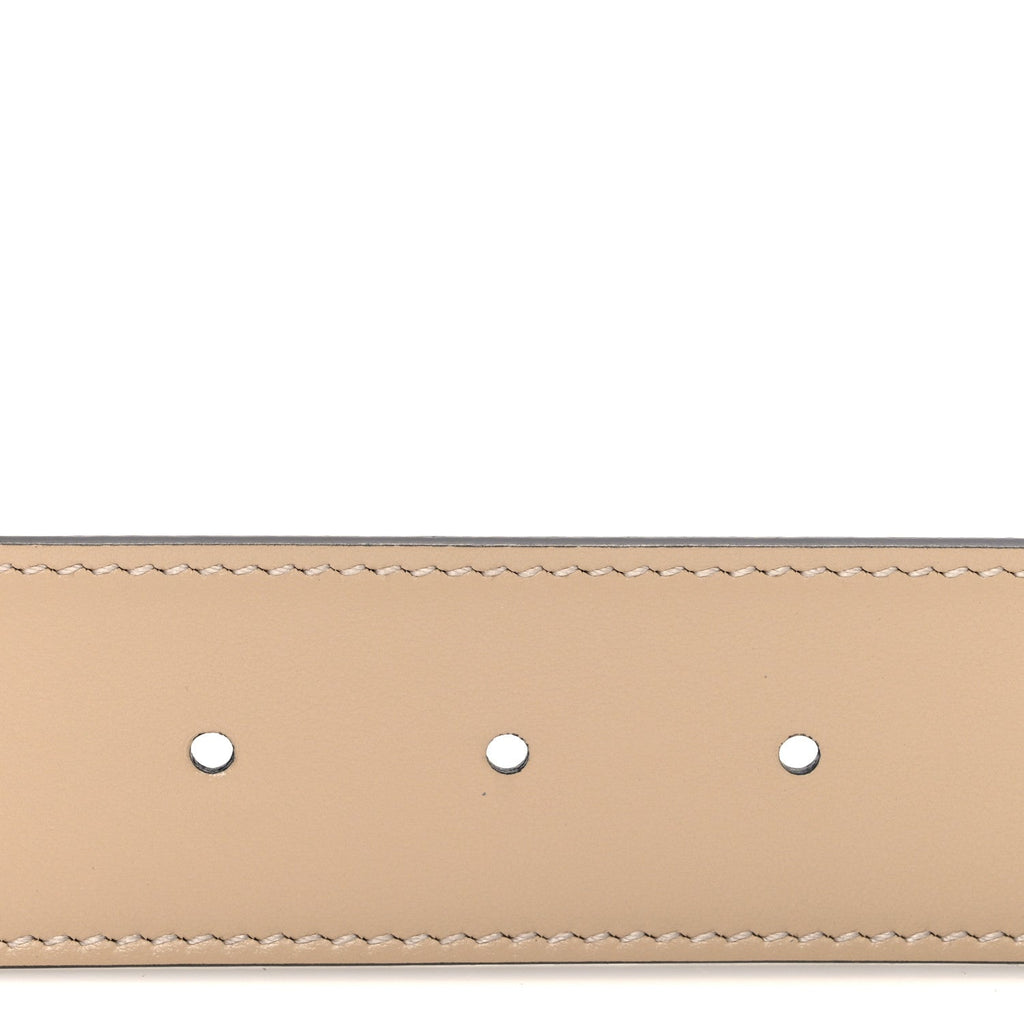 Gucci GG Supreme Monogram Plutone Calfskin Double G Reversible 37mm Belt  75 30 Beige Ebony Souffle Rose