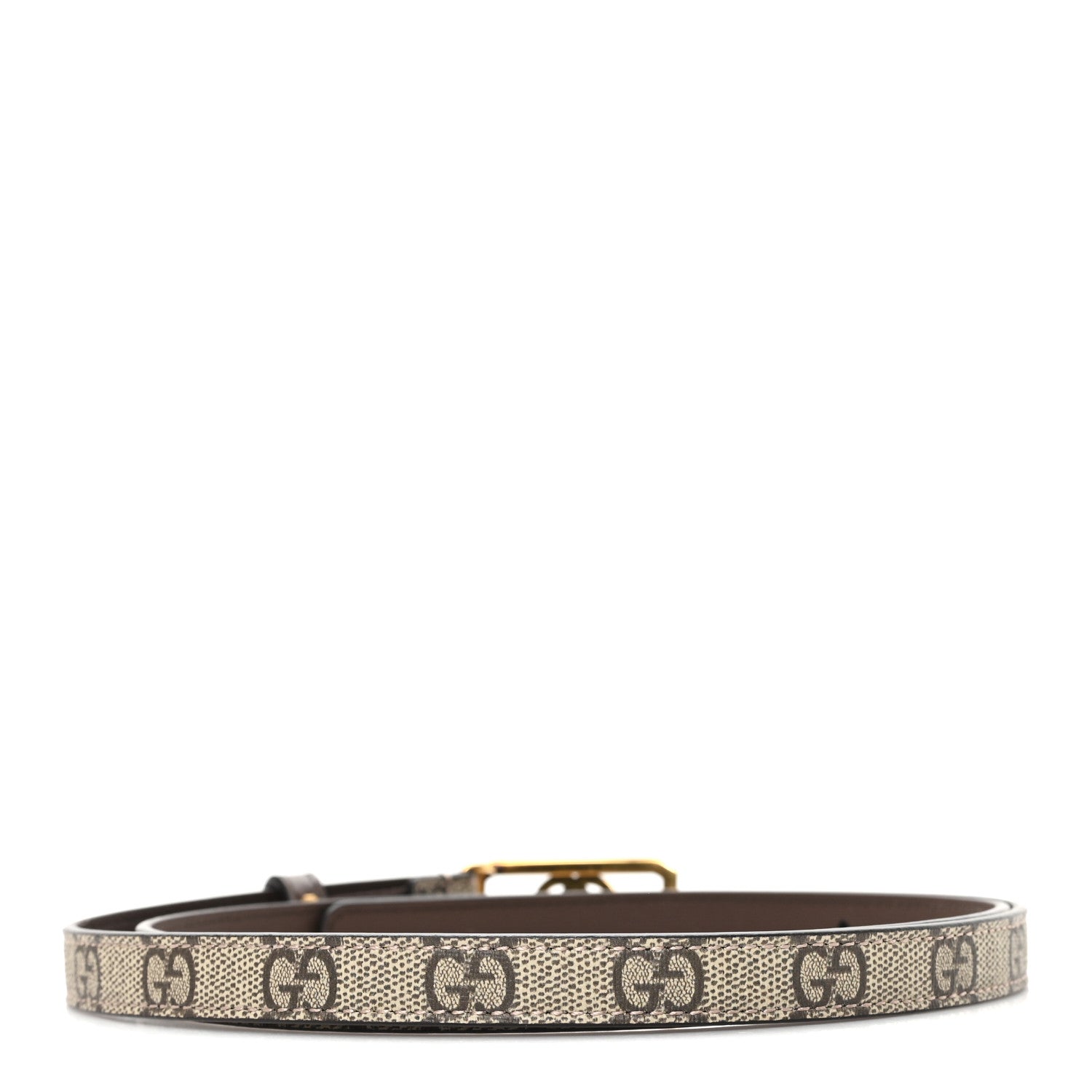 Gucci GG Supreme Monogram Plutone Calfskin Interlocking G 15mm Belt 100 40 Beige Ebony New Acero