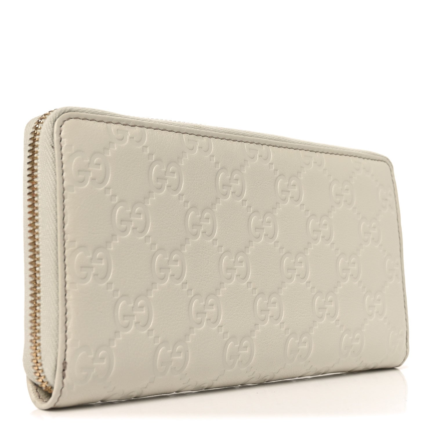 Gucci Guccissima GG Pierce Zip Around Wallet White
