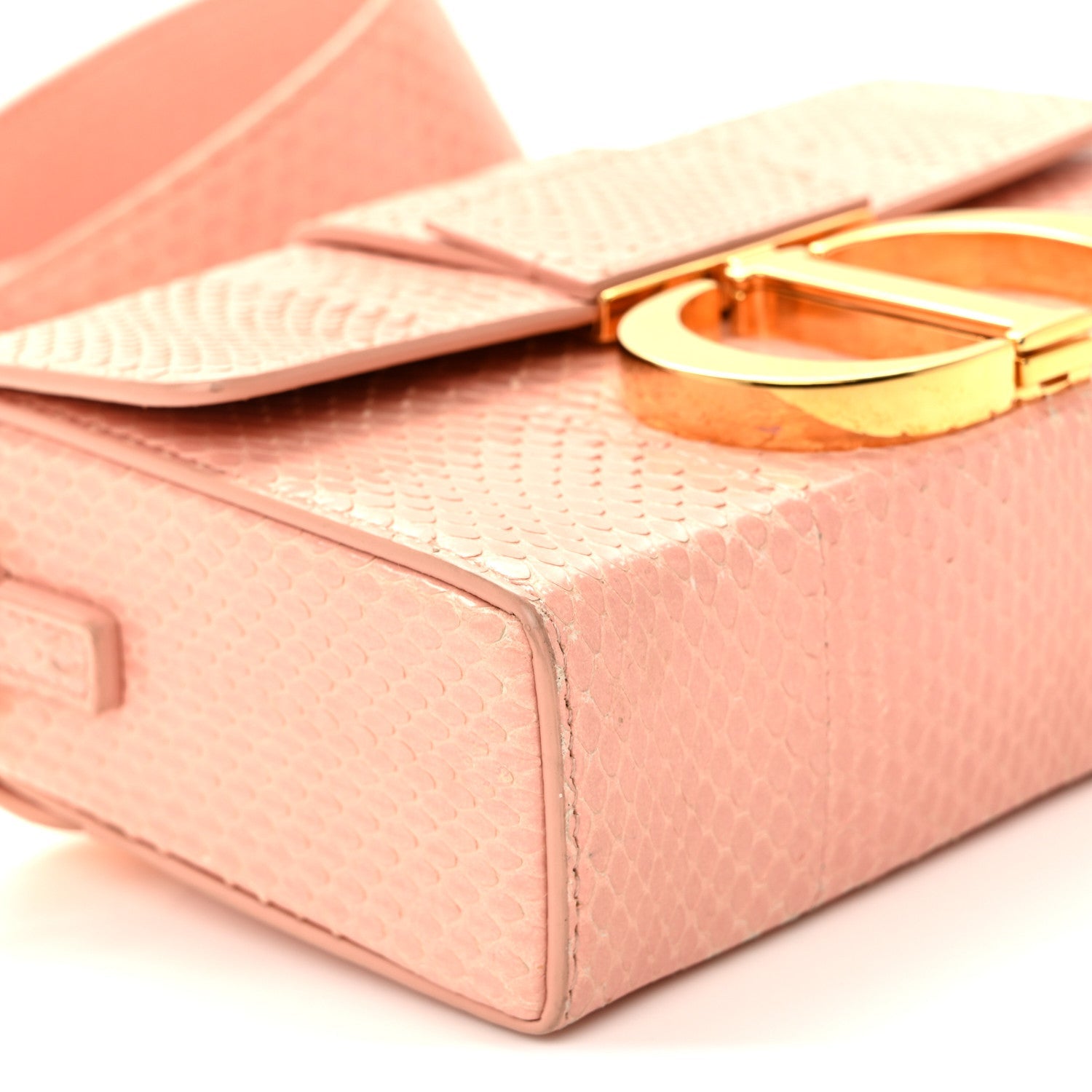 Christian Dior Snakeskin 30 Montaigne Box Bag Rose Clair