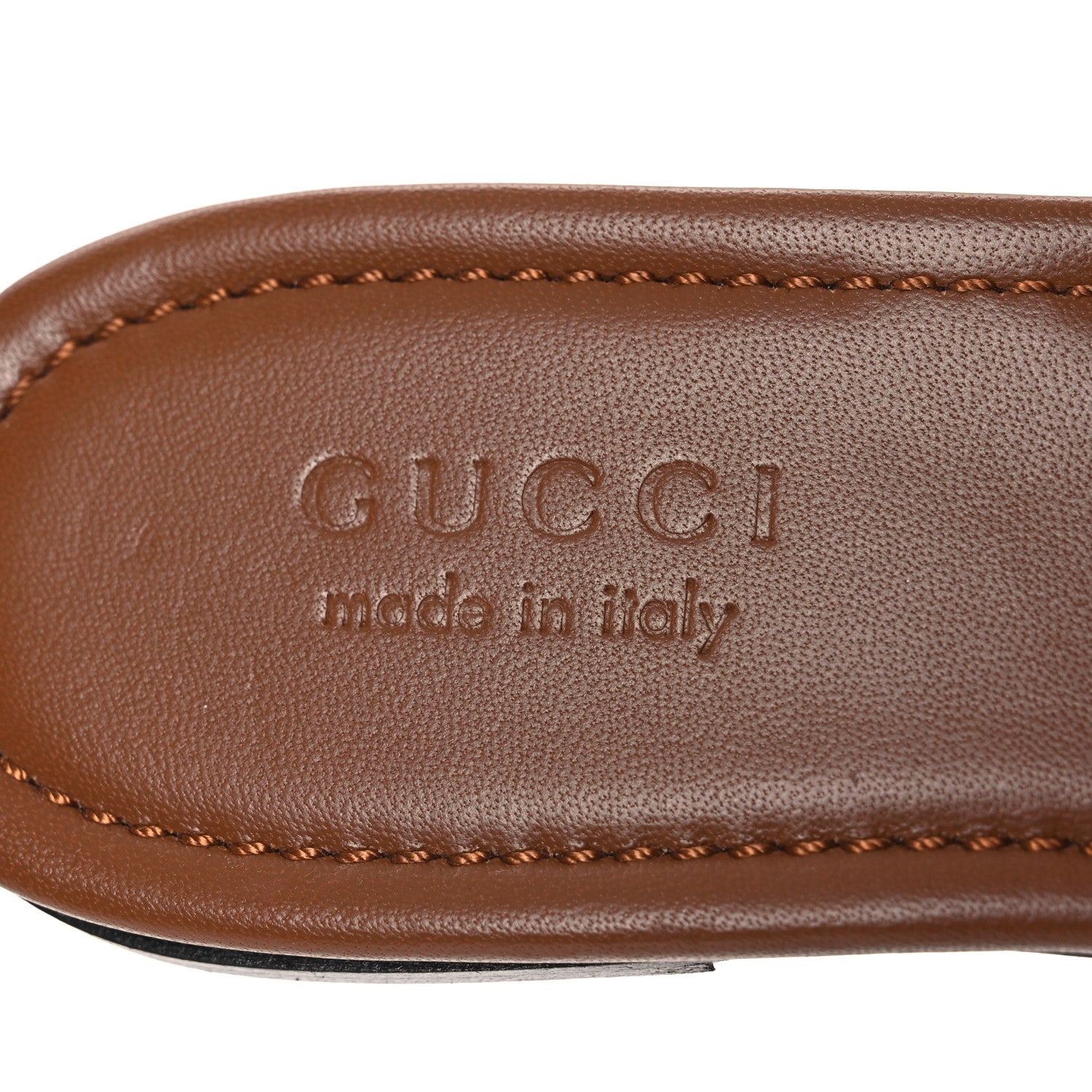 Gucci Calfskin Monogram Horsebit Womens Slide Sandals 37 Beige Ebony Sundial
