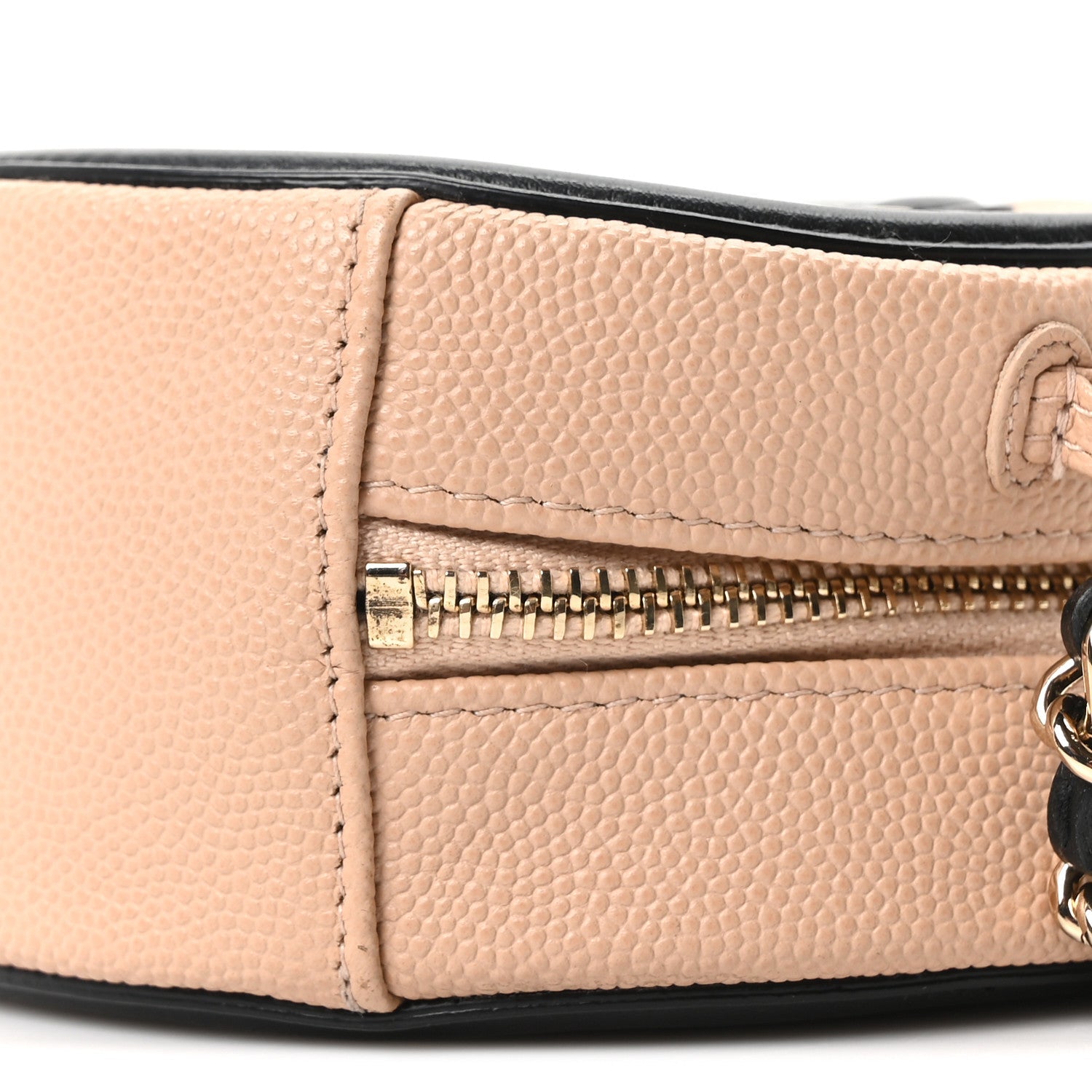 Chanel Caviar Quilted Round Filigree Crossbody Beige Black