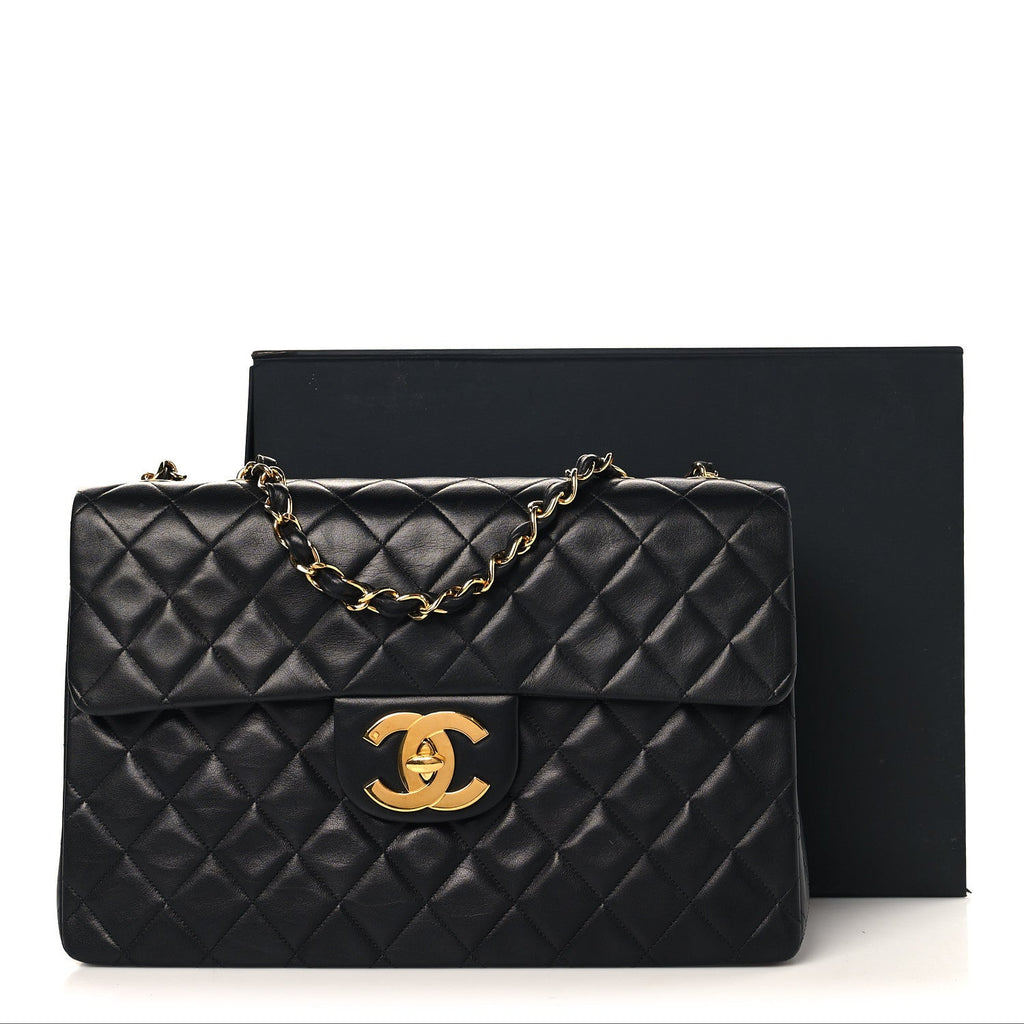 Chanel Lambskin Quilted XL Jumbo Single Flap Black