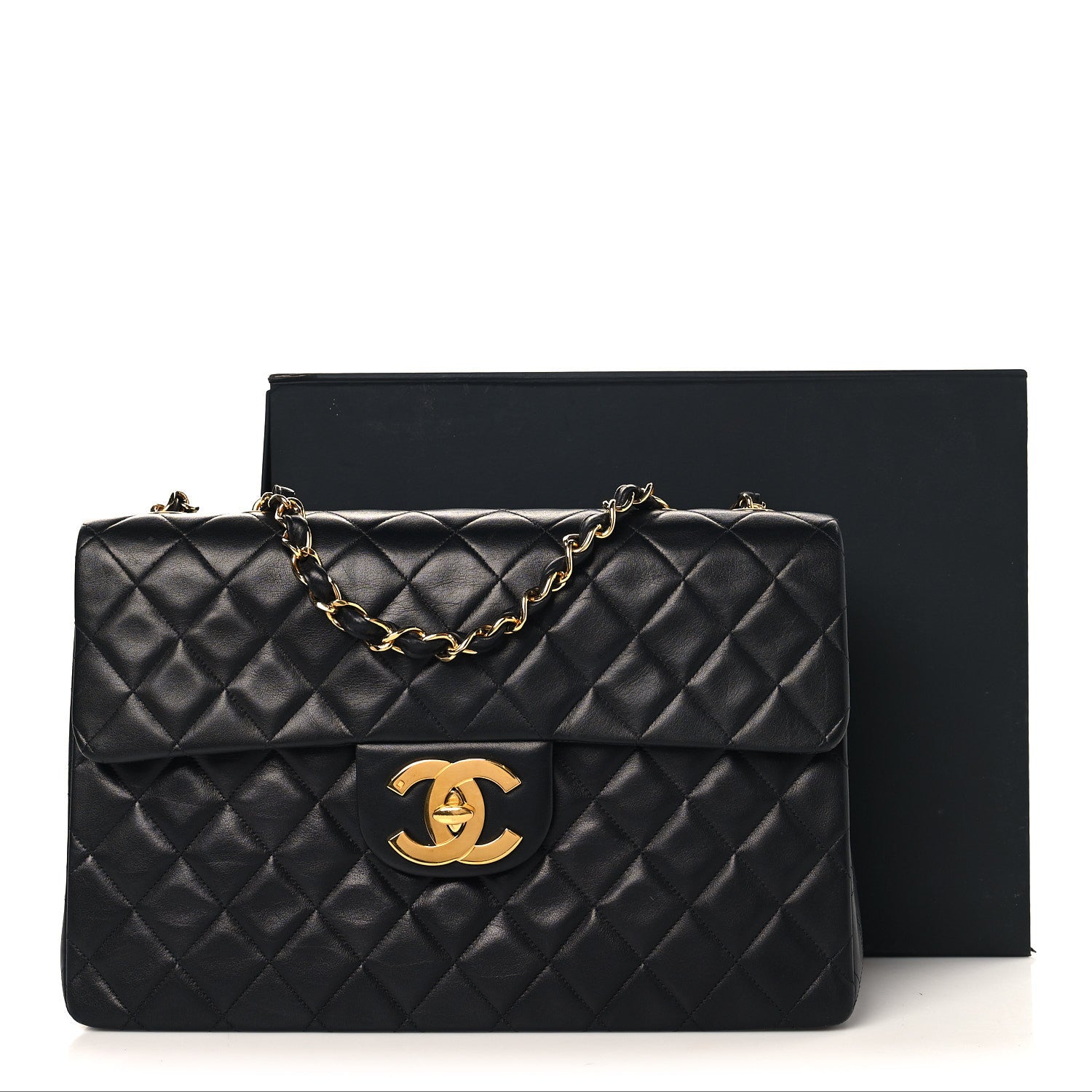 Chanel Lambskin Quilted XL Jumbo Single Flap Black