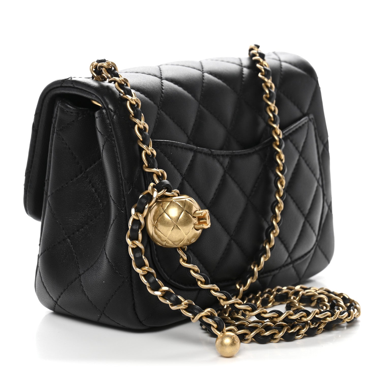 Chanel Lambskin Quilted Mini Pearl Crush Flap Black