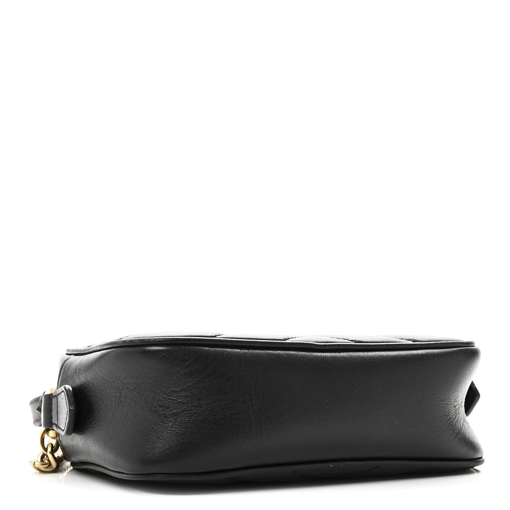 Gucci Calfskin Matelasse Mini GG Marmont Chain Shoulder Bag Black