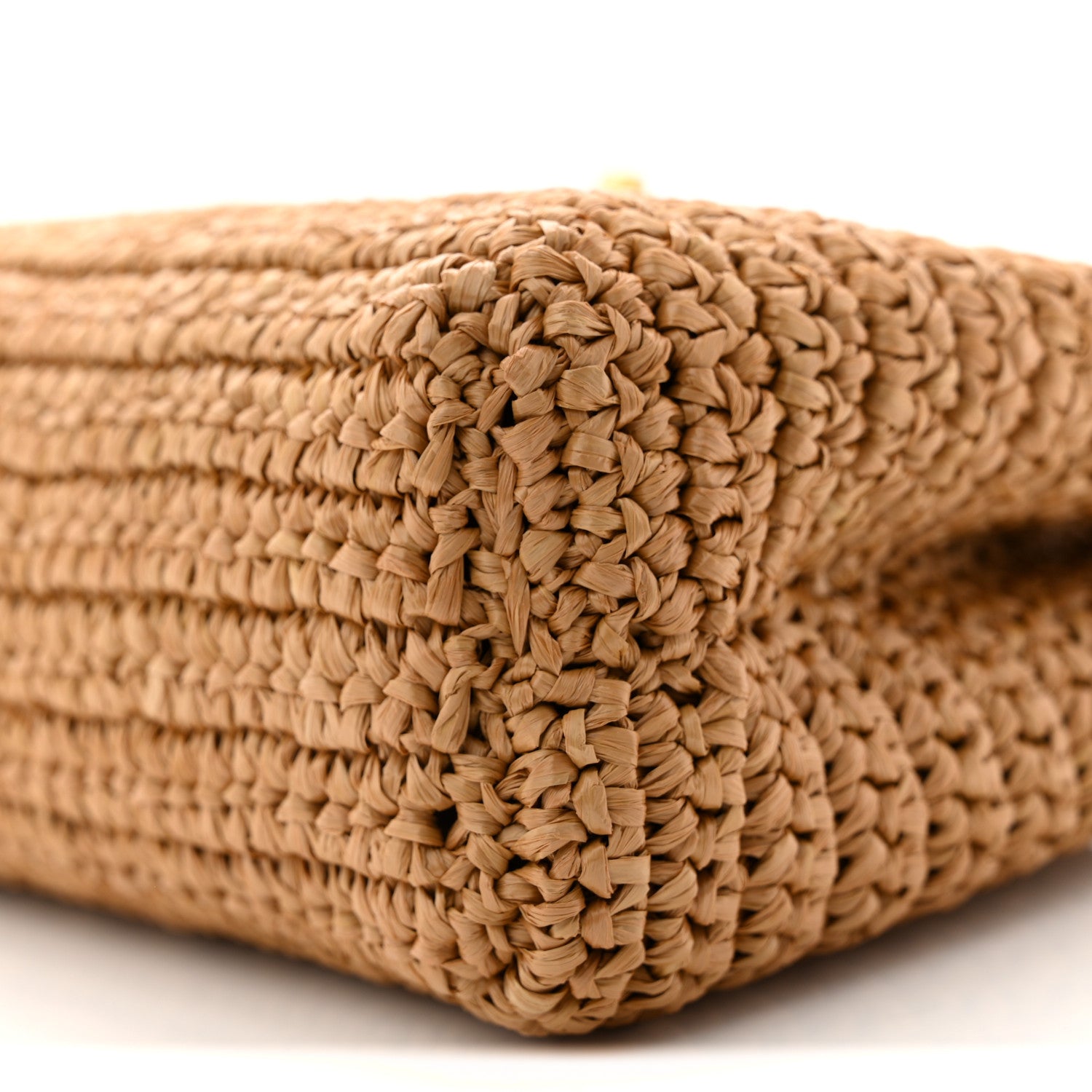 Chanel Braided Raffia Nano Kelly Flap Bag Dark Beige