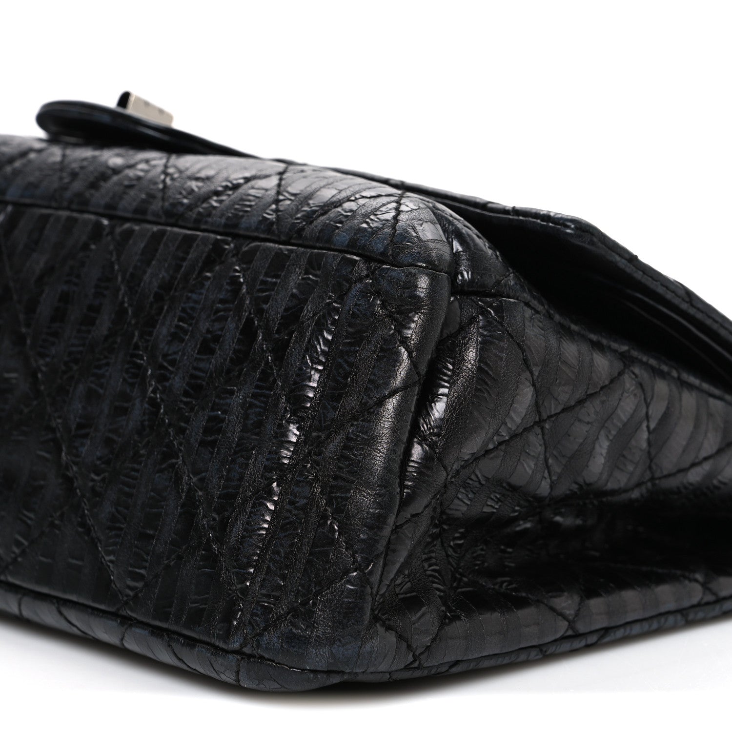 Chanel Metallic Calfskin Striped 2.55 Reissue 227 Flap Black