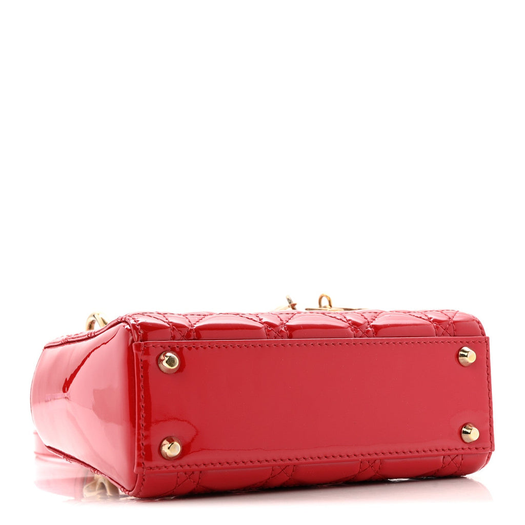 Christian Dior Patent Cannage Mini Lady Dior Red