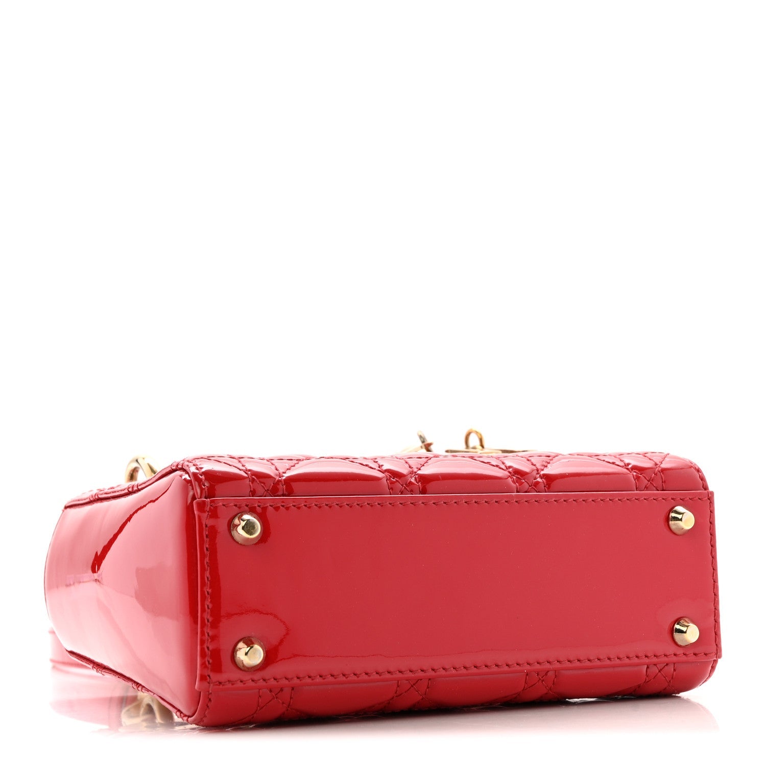 Christian Dior Patent Cannage Mini Lady Dior Red