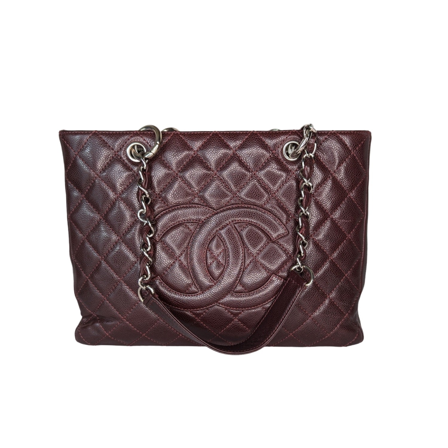 Chanel bag Burgundy Quilted Caviar Grand Shopping Tote GST