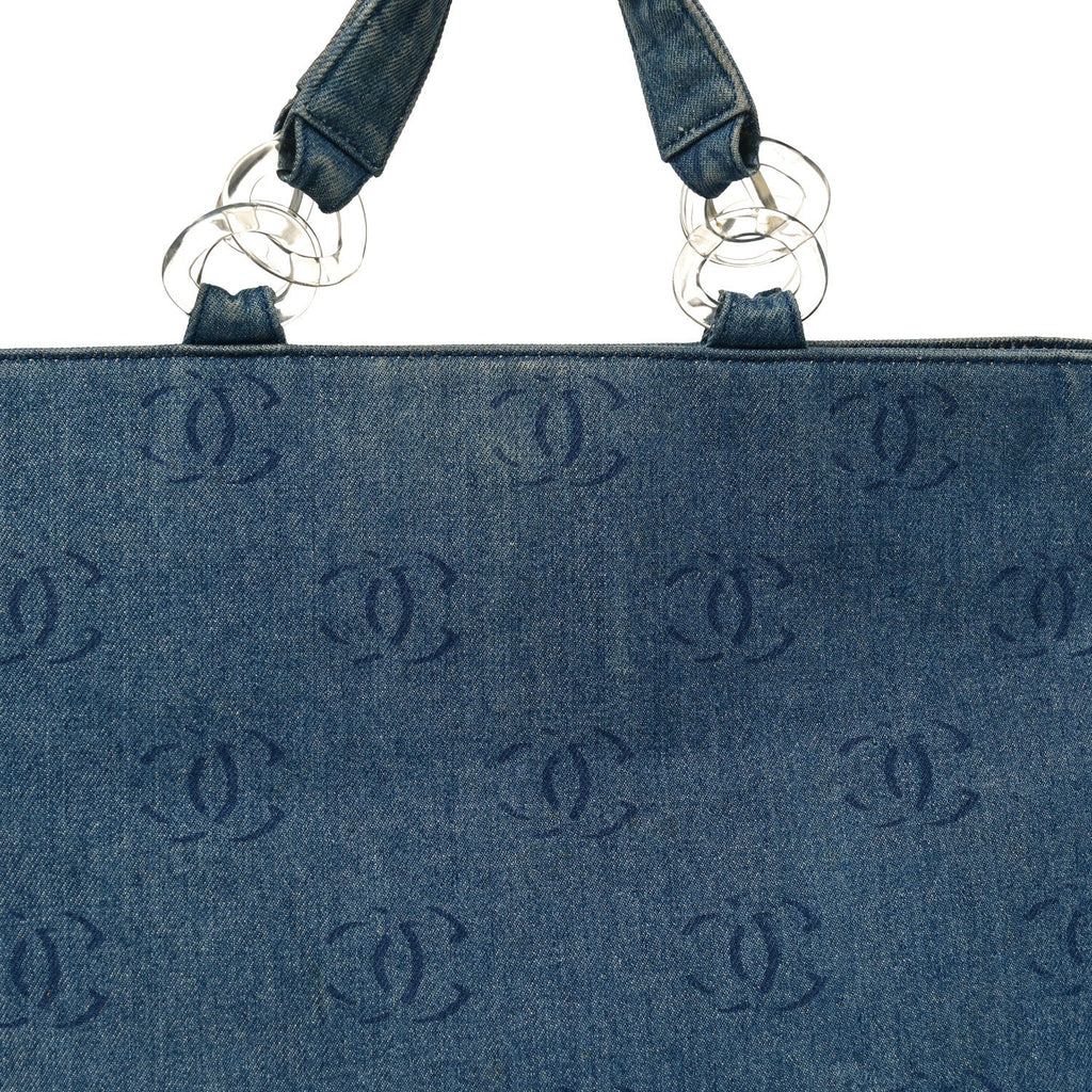 Chanel Denim Large CC Tote Dark Navy Blue
